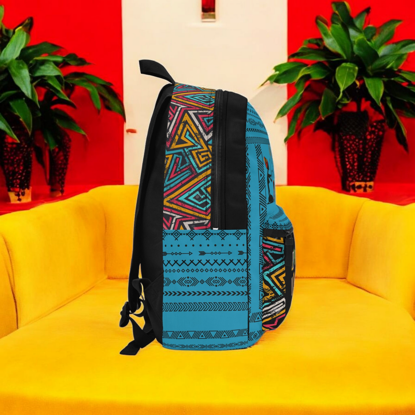 Boho Afro Music Backpack, Music Lover Bag, Cartoon Print Rucksack