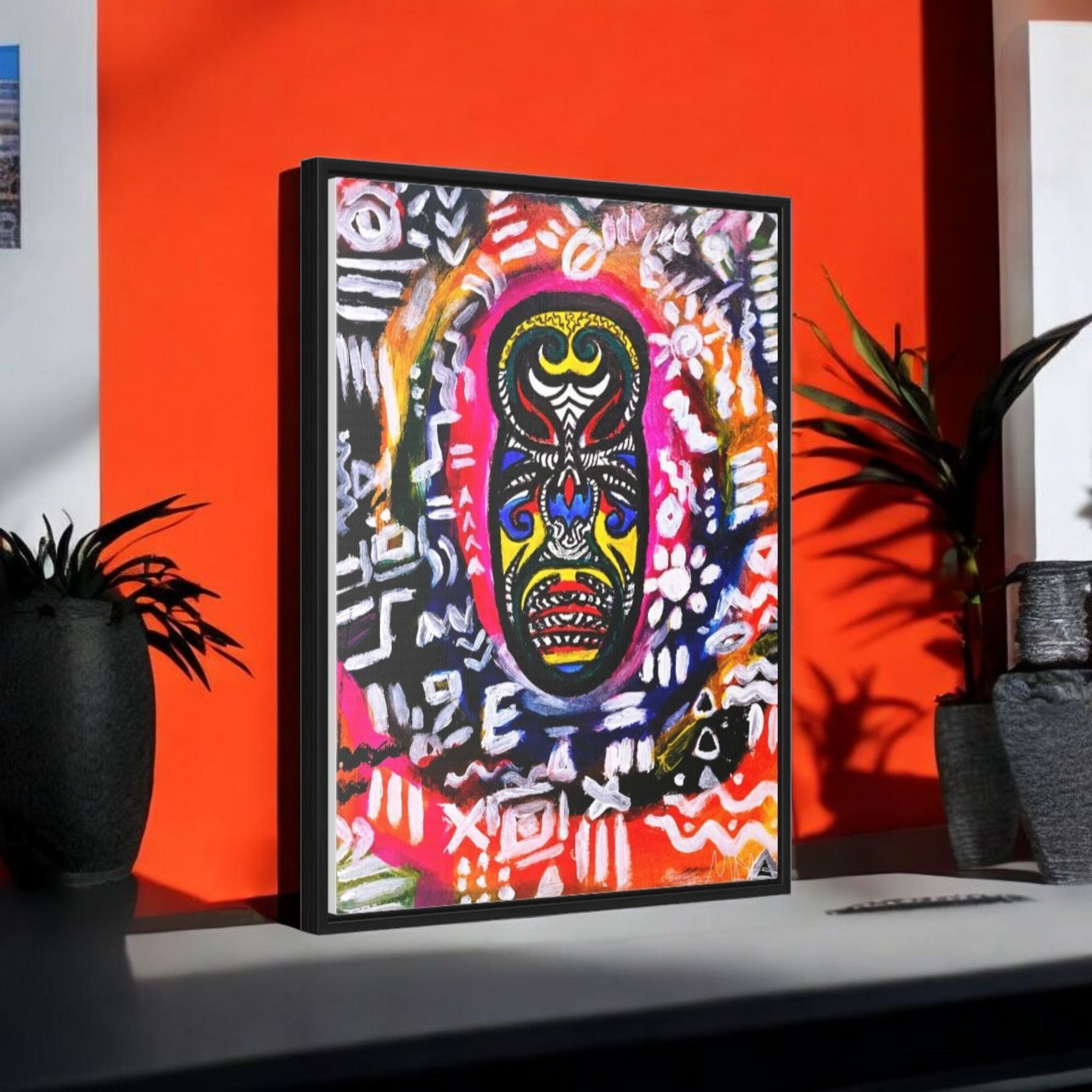 Beautiful Tribal Mask Canvas Art, Multiple Sizes Vertical Frame, Perfect Wall Decor