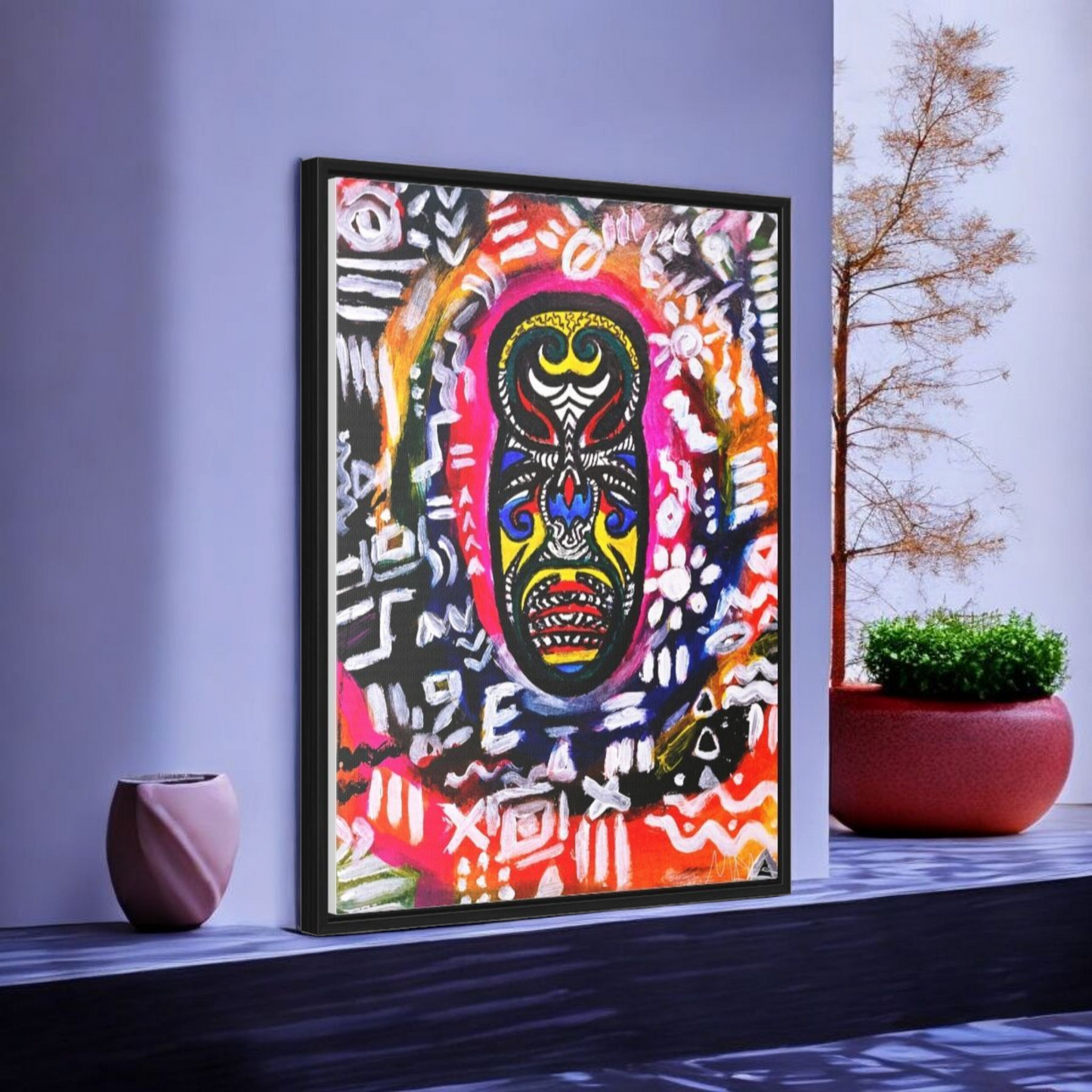 Beautiful Tribal Mask Canvas Art, Multiple Sizes Vertical Frame, Perfect Wall Decor