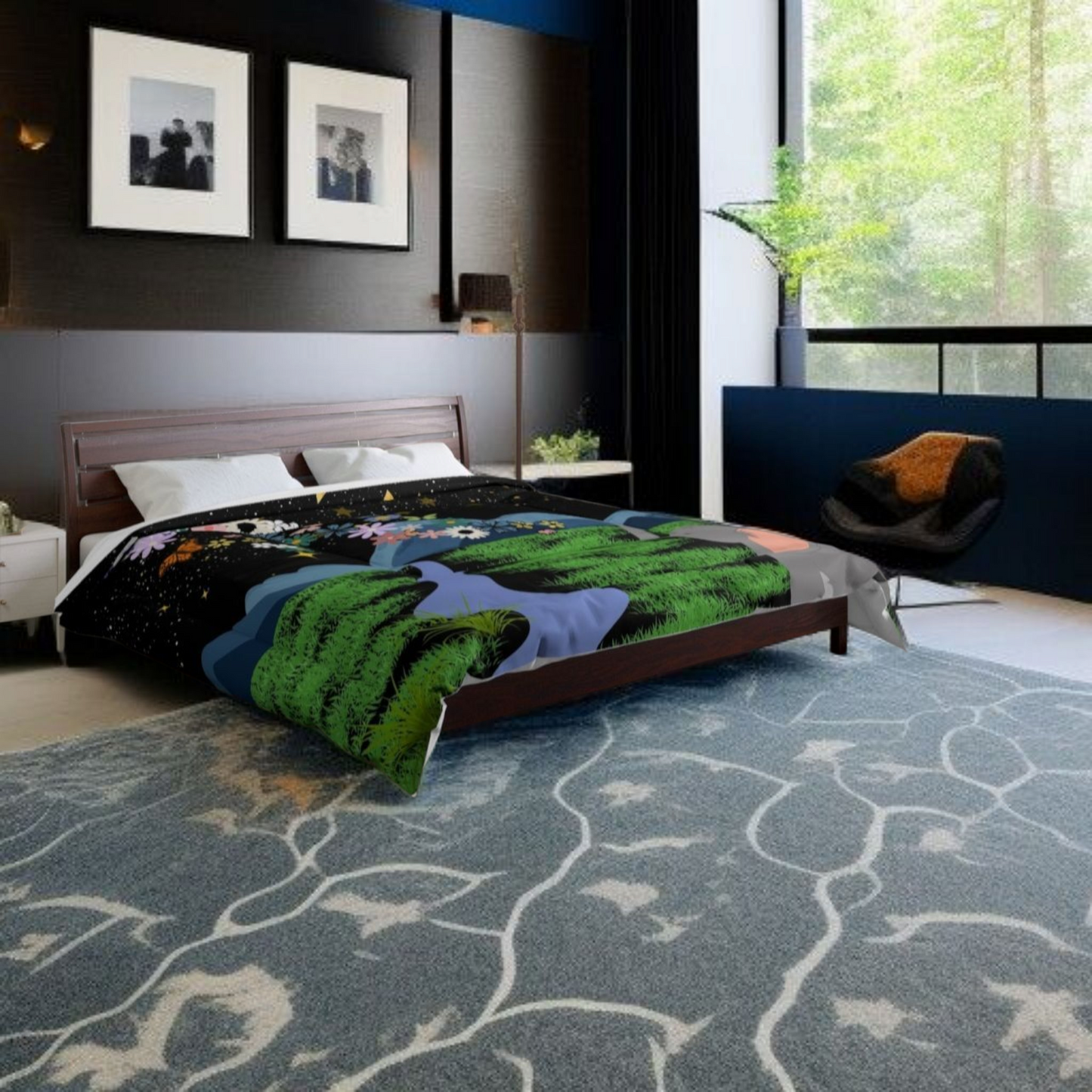 Whimsical Elephant Comforter, Cozy Bedding, Dreamy Decor, Unique Gift for Kids, Nature-Inspired Home Textile