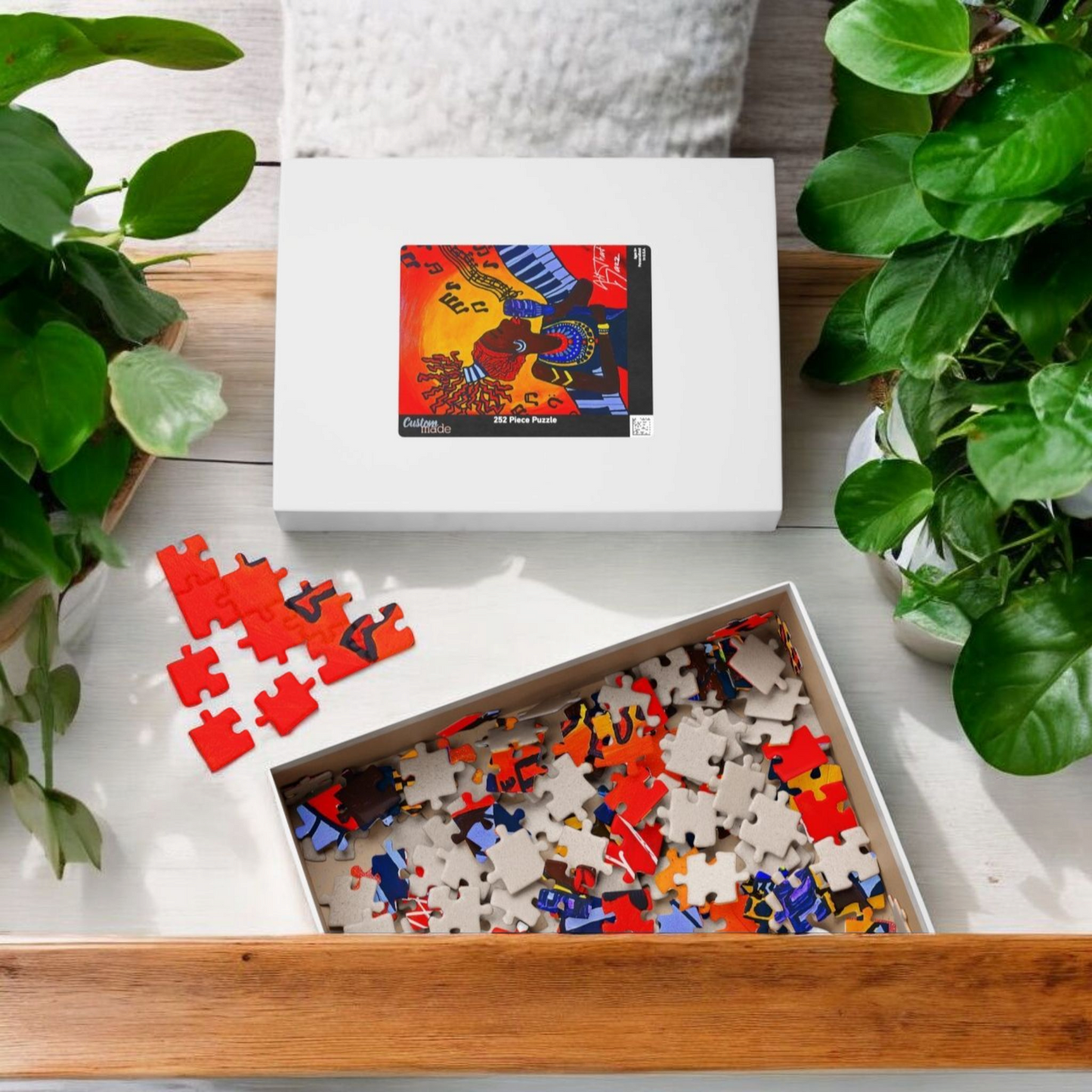 Colorful Jazz Singer Puzzle - Multiple Sizes- Artistic Jigsaw for Music Lovers