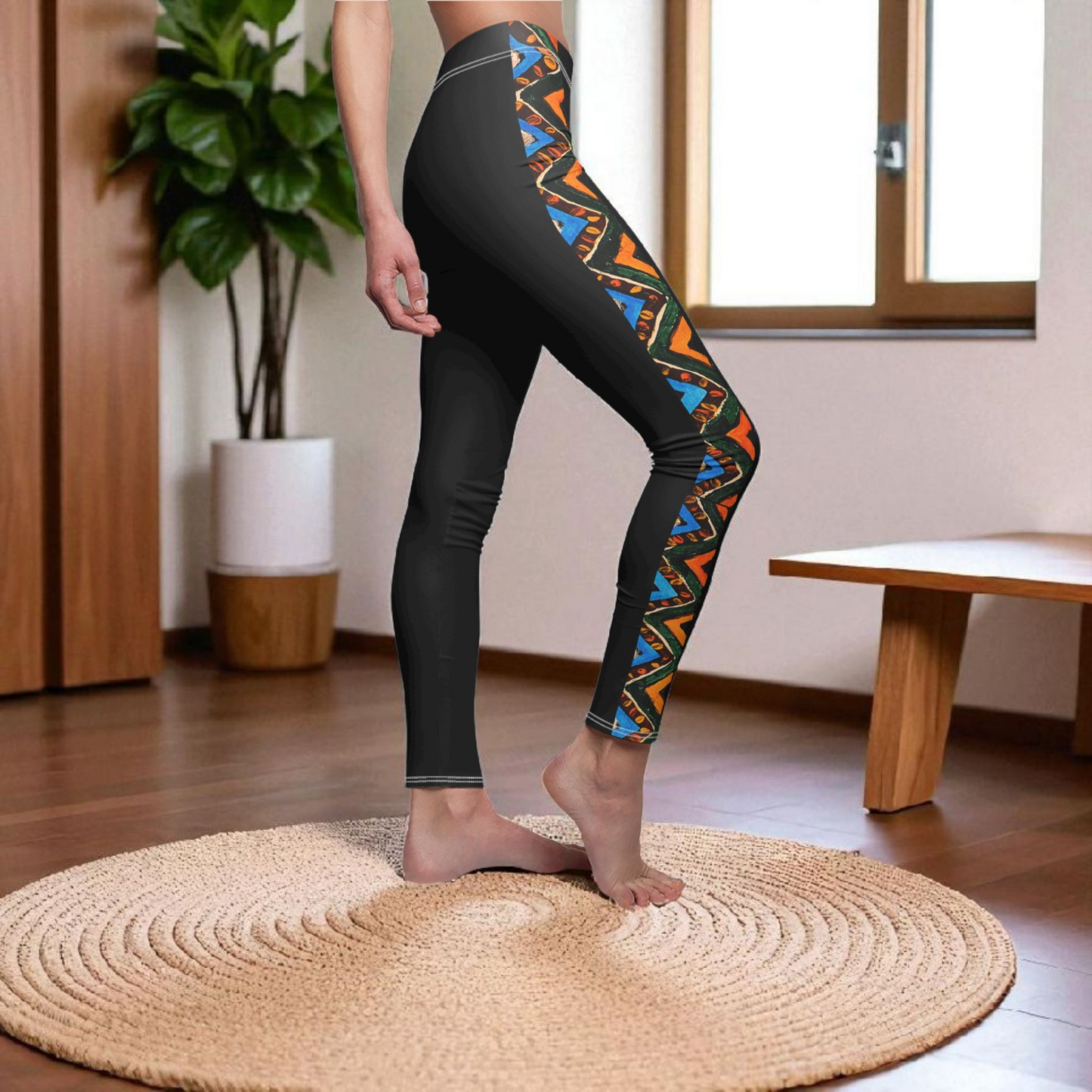 Artisan Tribal Print Leggings, Handmade Ethnic Women's Casual Wear