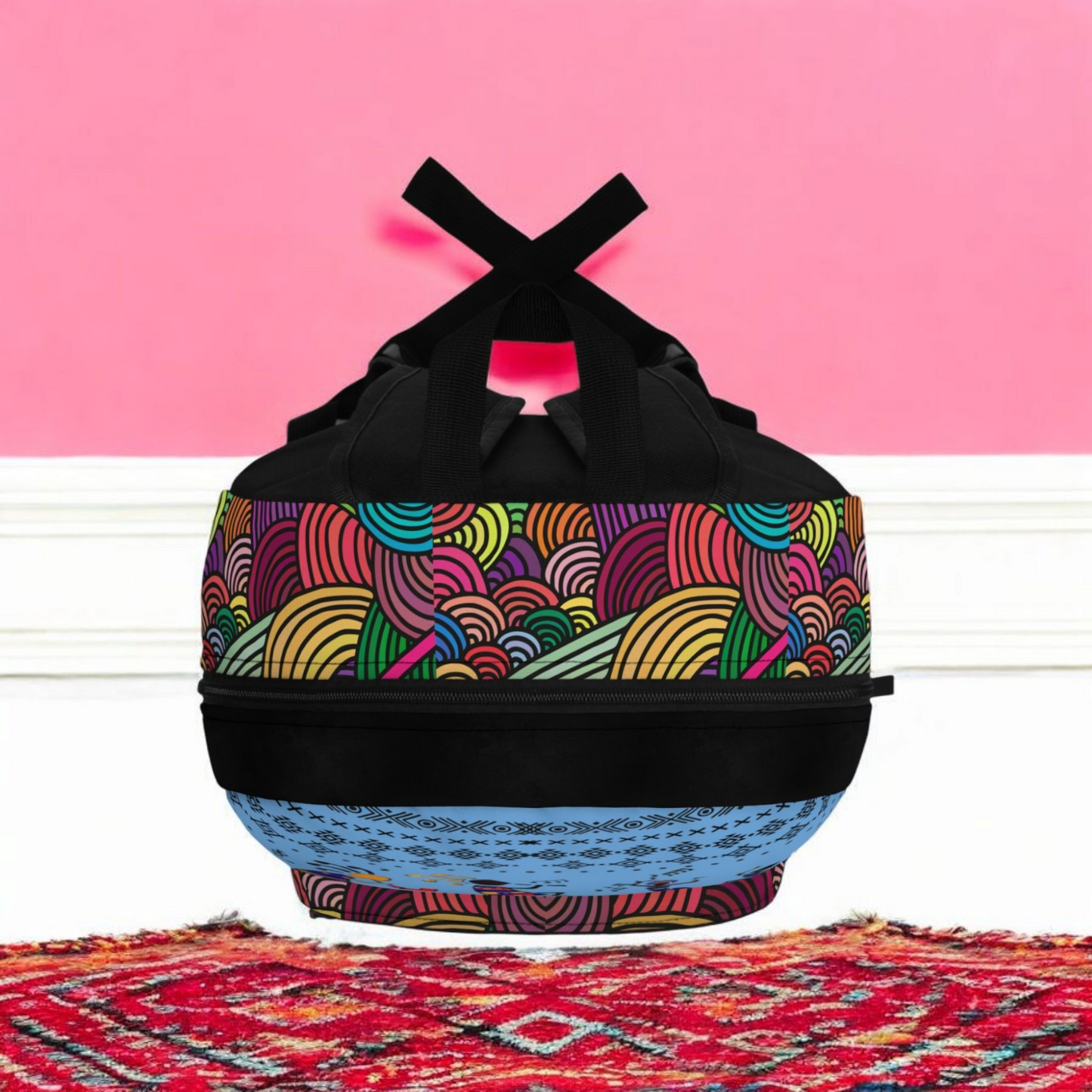 Colorful Tribal Dance Backpack, Ethnic Music Festival Bag, Boho Rucksack