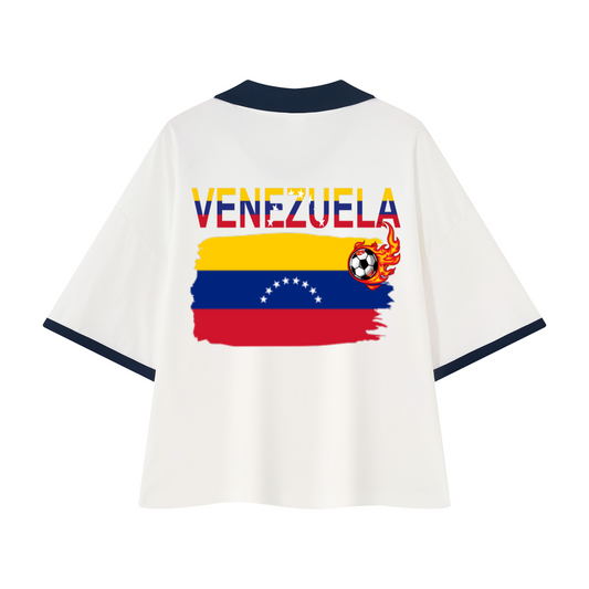 Venezuela Flag Themed Unisex Collared Piping Boxy Soccer Jersey