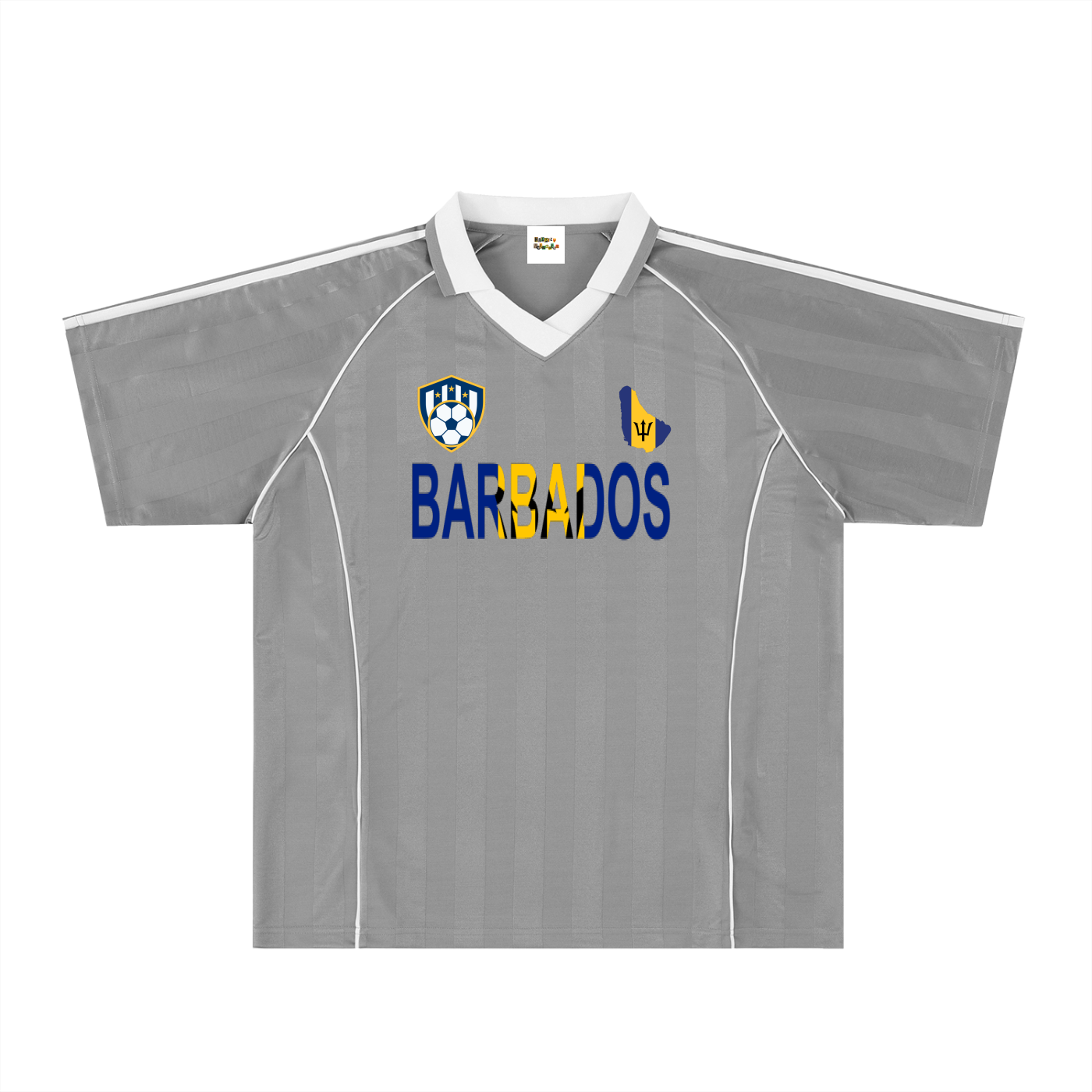 Barbados Flag Shadow Stripe Collared Soccer Jersey