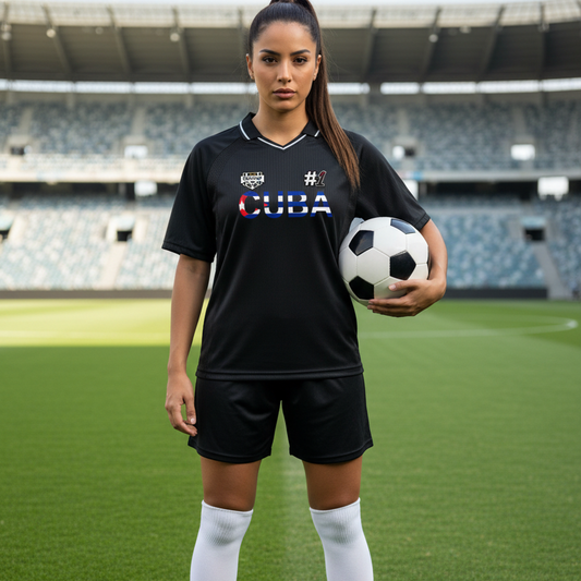Cuba Flag Themed Graphic V-Neck Soccer Jersey