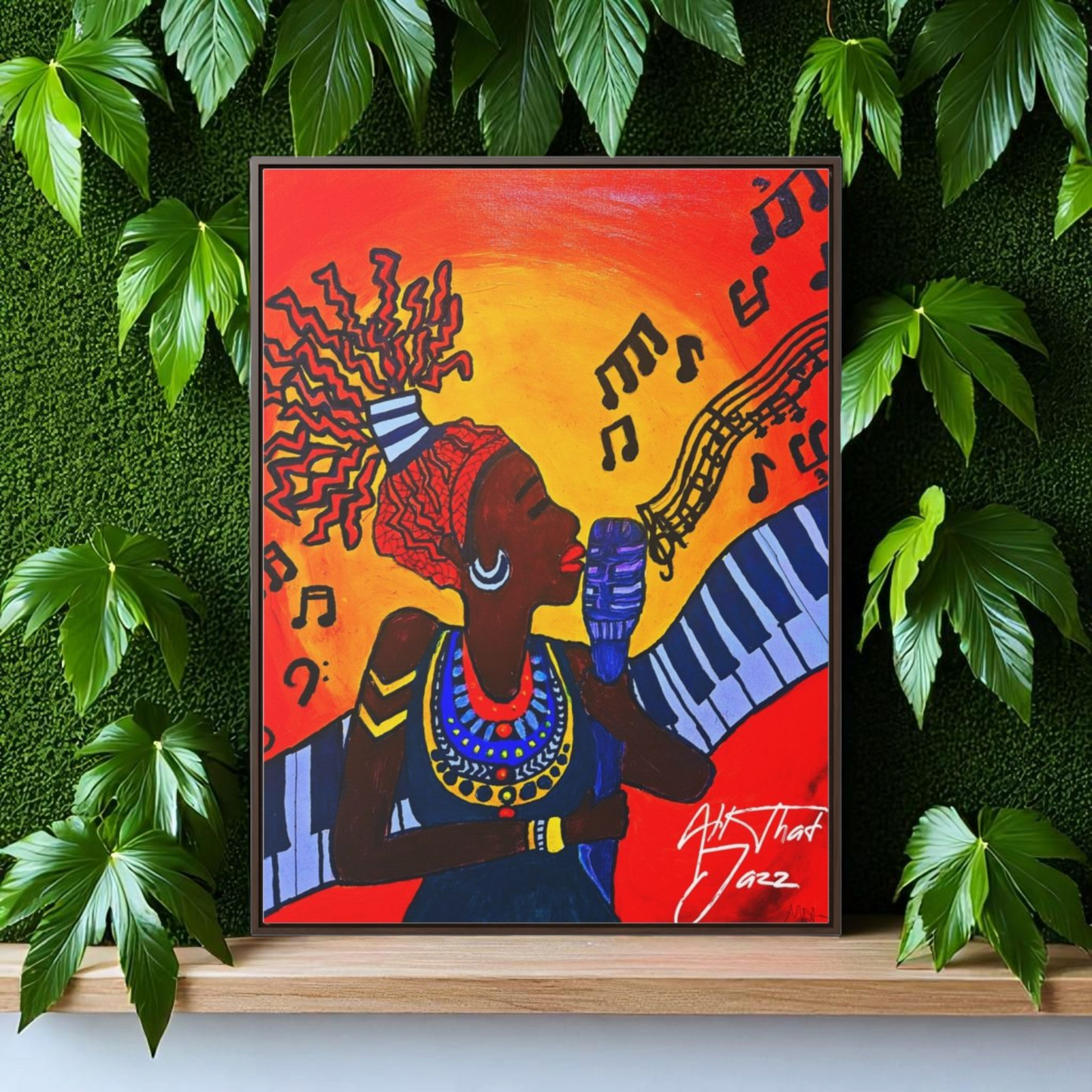 Original Painting, Afro Music Art Gallery Canvas, Jazz Singer Painting Vertical Frame, Black History Decor, Musician Portrait