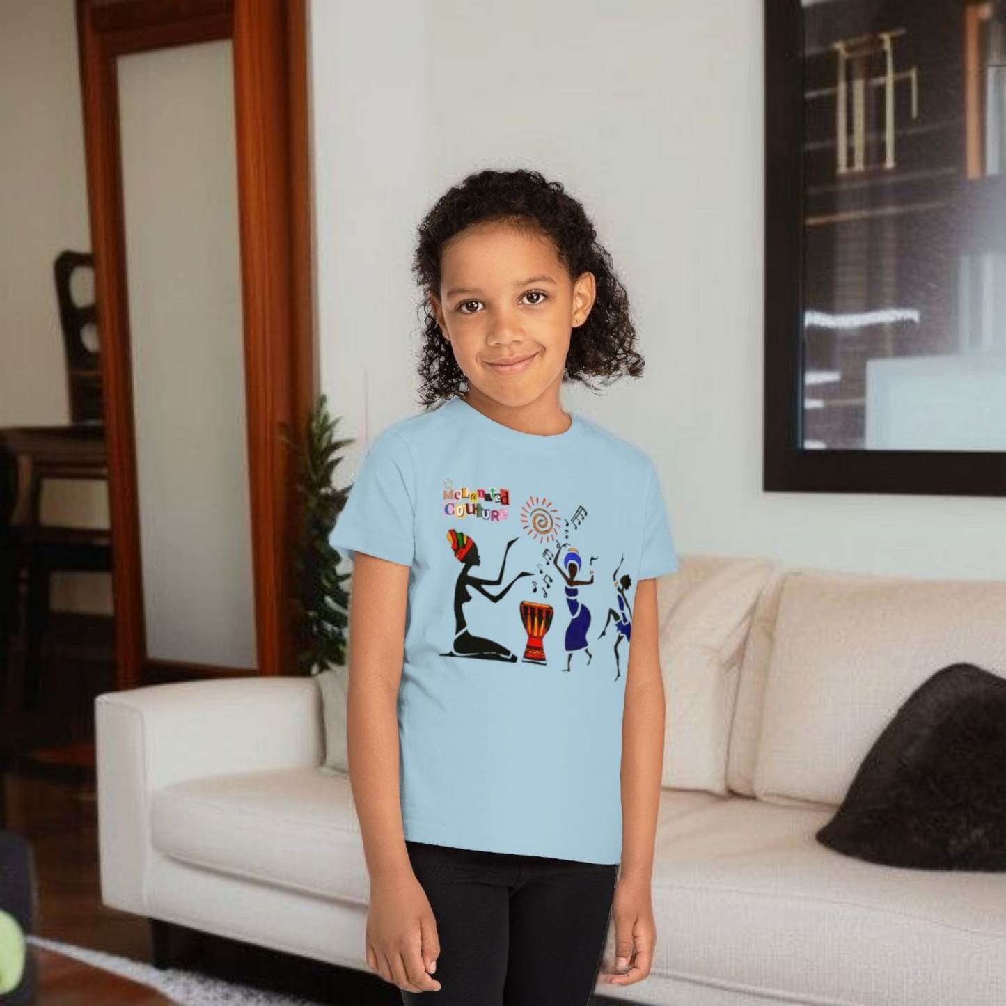 Afro Music Art Kids T-Shirt, Handcrafted Tee for Children, Kid's Graphic Tee