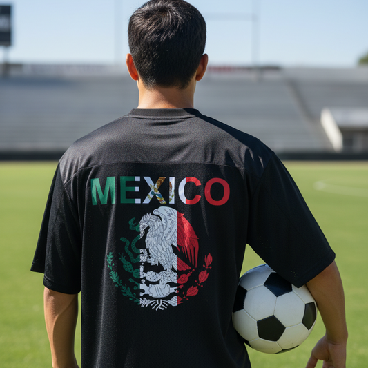 Mexico Flag Themed Graphic Mesh V-Neck Unisex Soccer Jersey