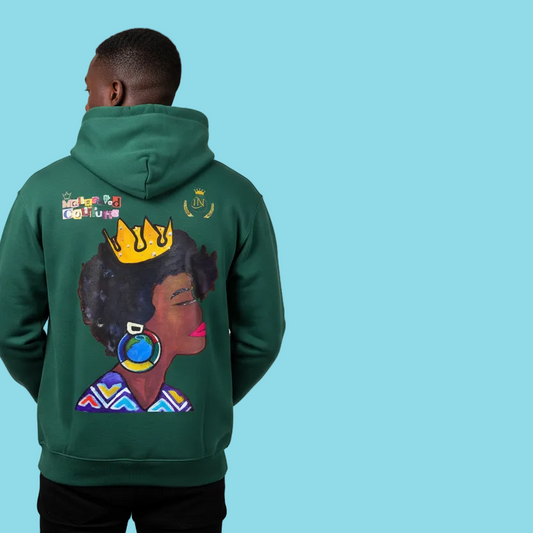 Crowned Black Woman Art Graphic Unisex Oversize Fleeced Hoodie
