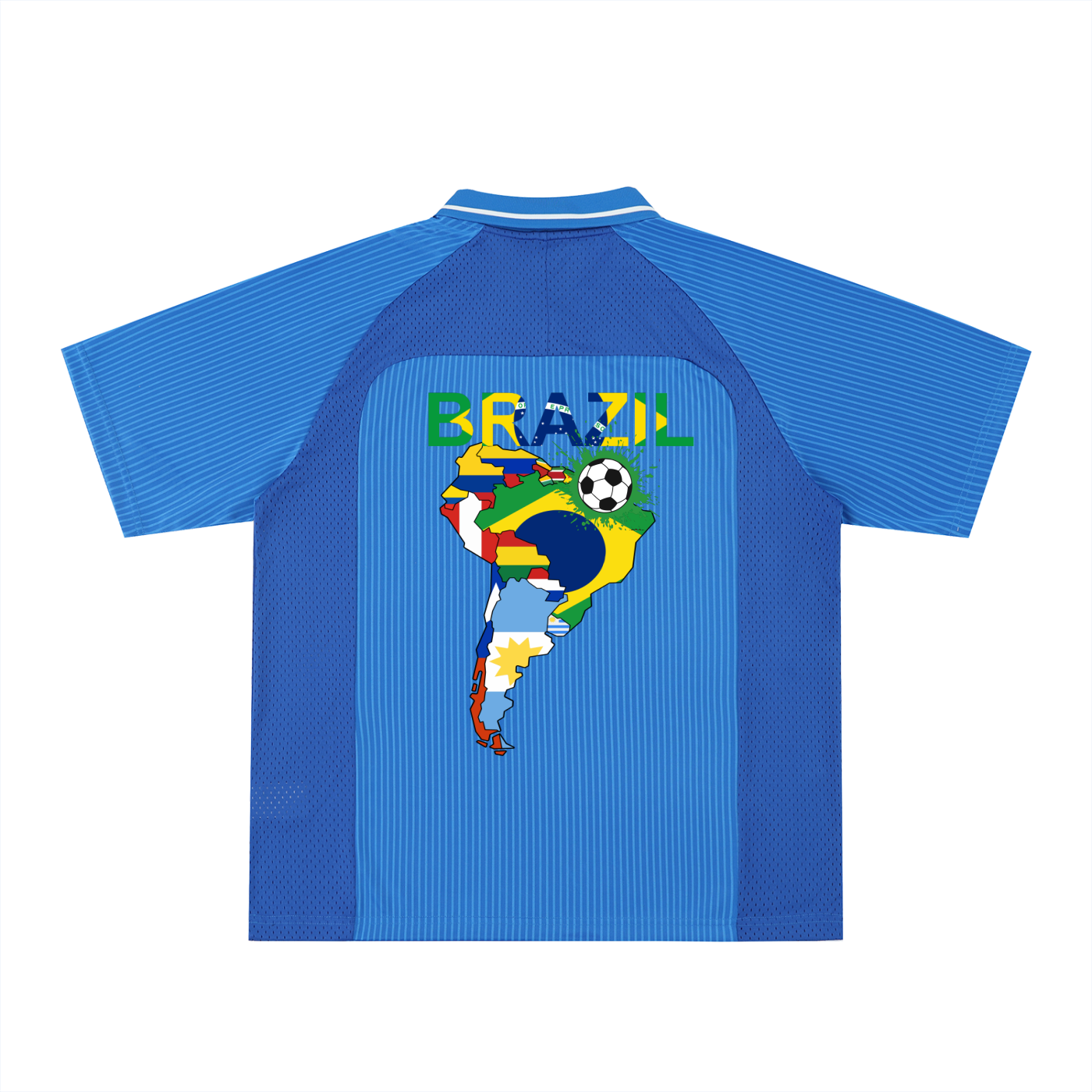 Brazil Flag Themed Graphic Striped V-Neck Soccer Unisex Jersey