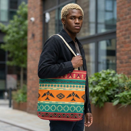 Southwestern Pattern Tote Bag - Native-Inspired Aztec Eagle Print