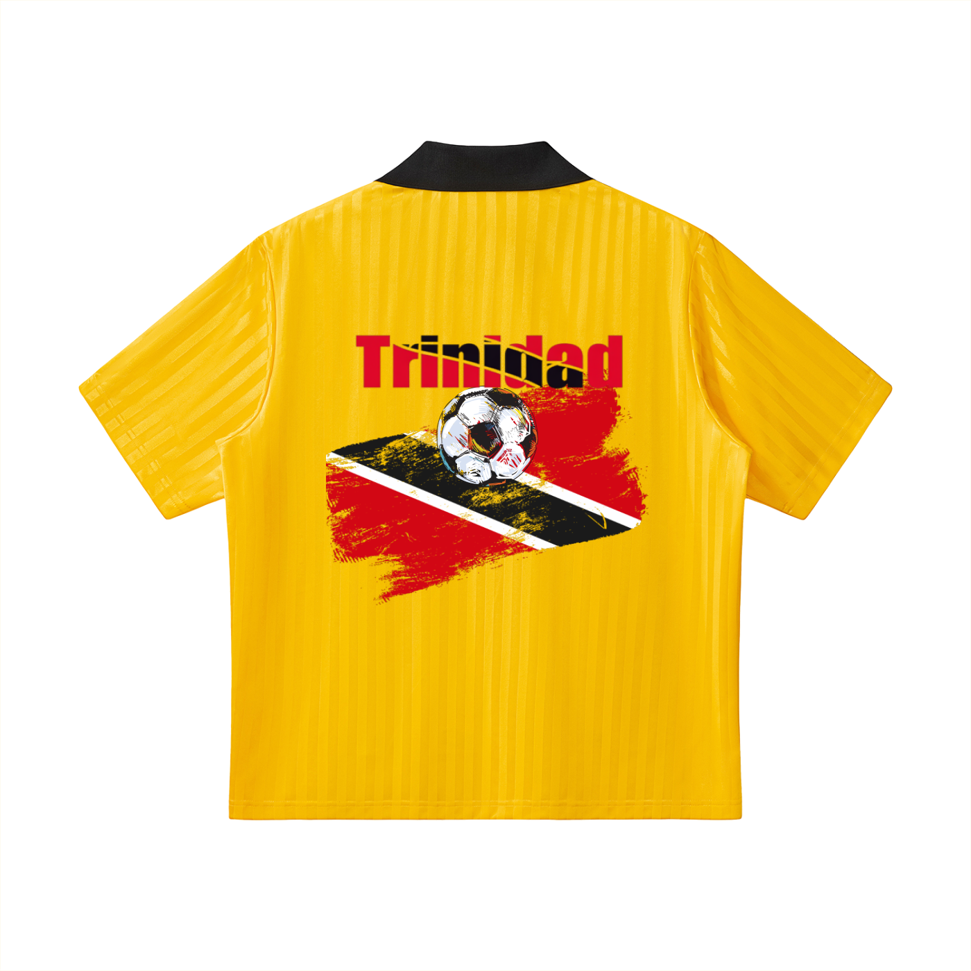 Trinidad Flag Themed Contrast Collar Striped Soccer Unisex Jersey