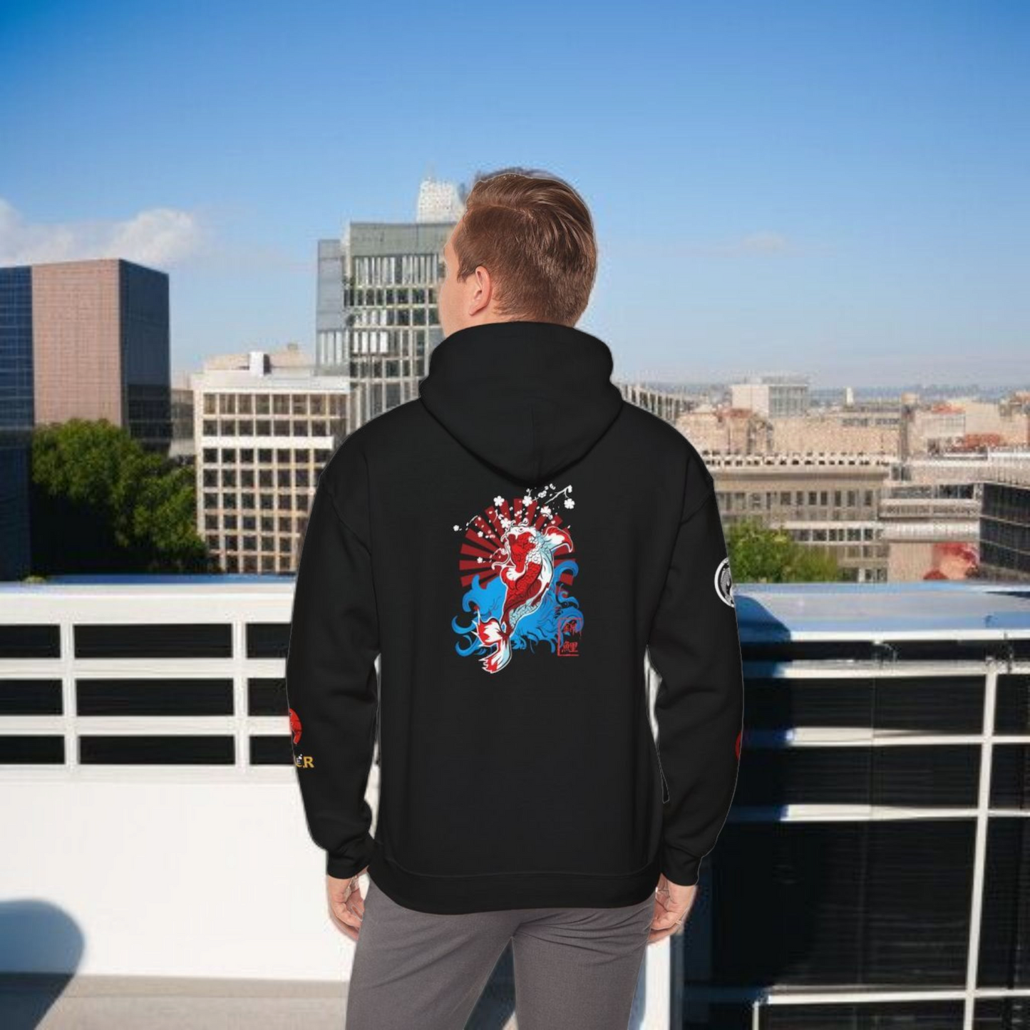 Graphic Koi Fish Hoodie, Unisex Heavy Blend Sweatshirt - Martial Arts GiftFish