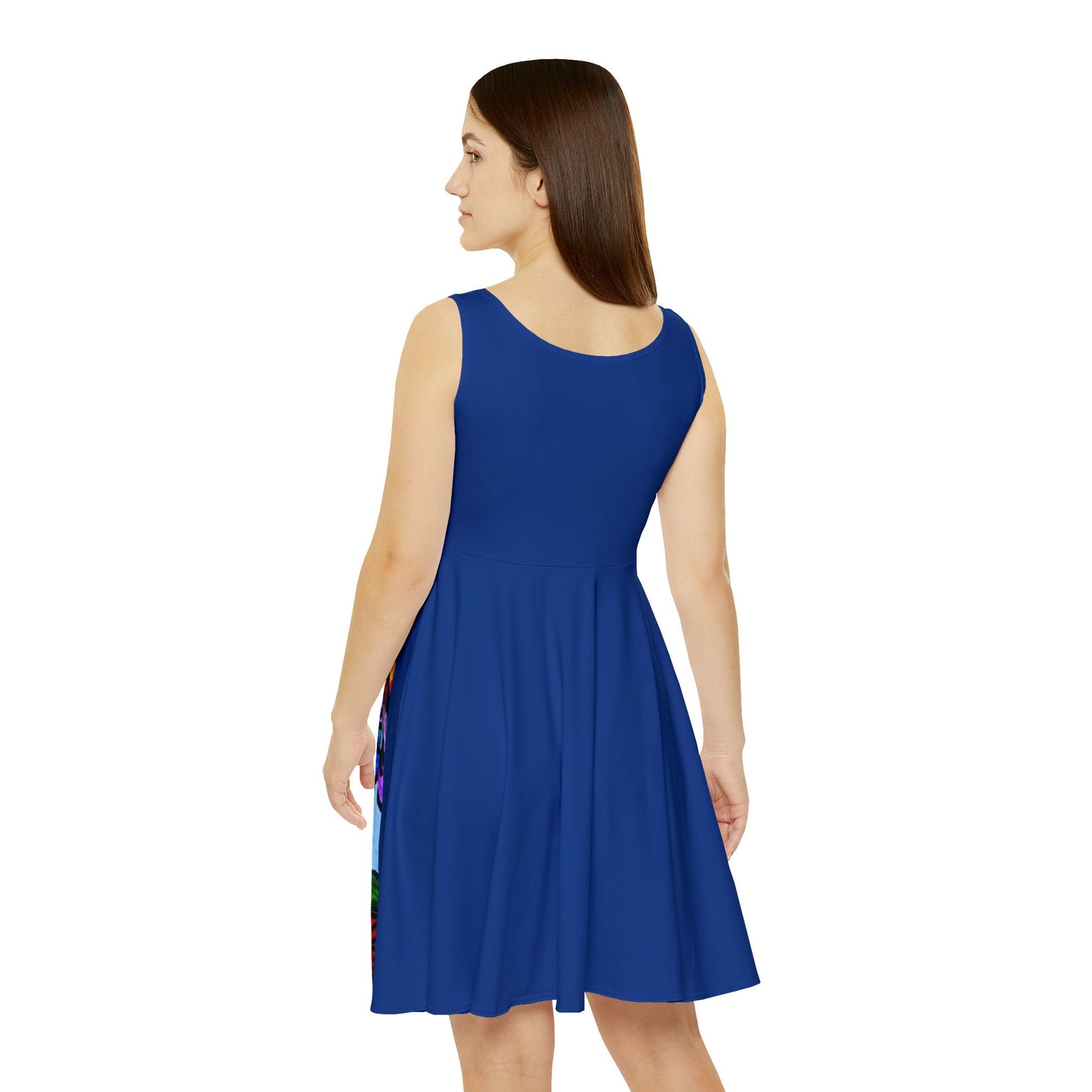 Artisanal Spring Floral Skater Dress - Vibrant Artwork Apparel - Perfect for Summer Outings