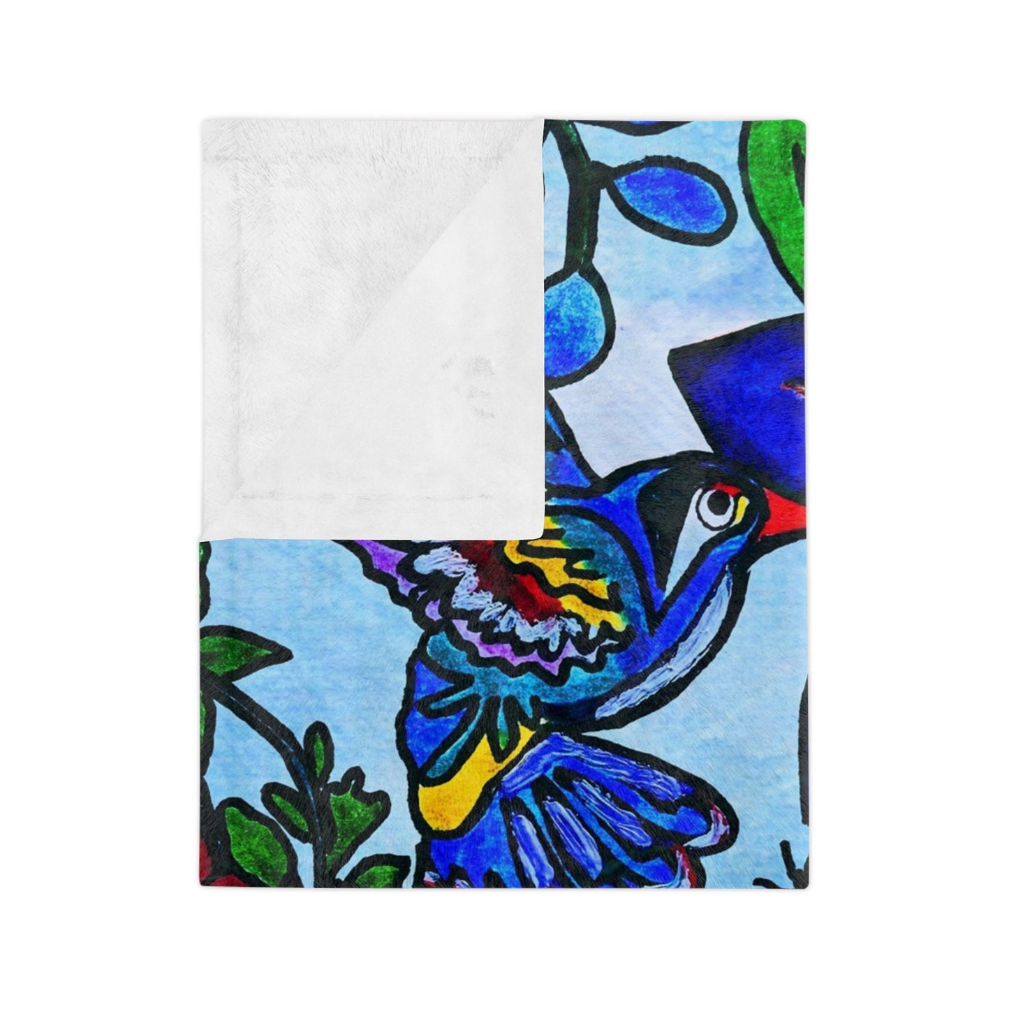 Luxurious Hand Drawn Floral Art Blanket, Plush Spring Velveteen Comfort, Artistic Home Decor