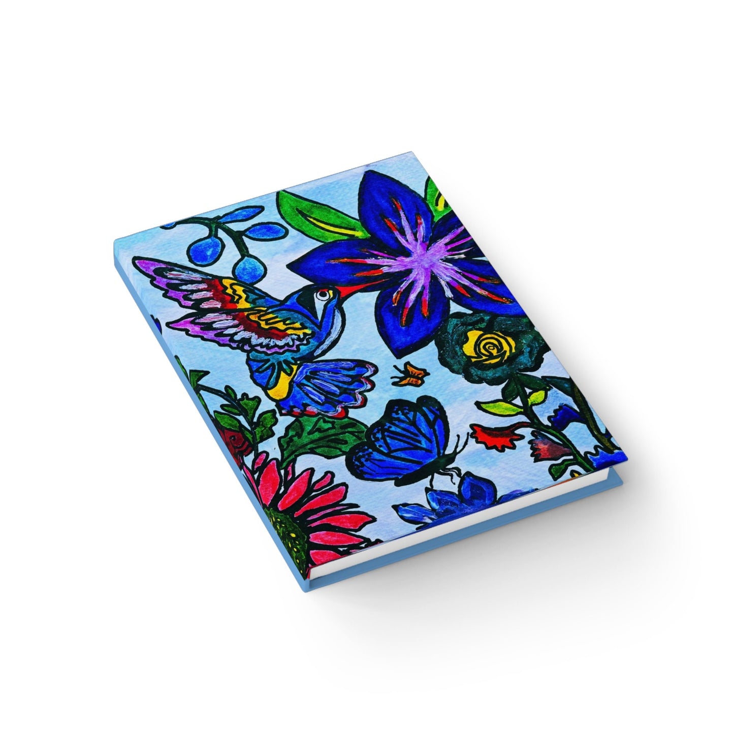 Spring Floral Themed Hard Cover Journal - Vibrant Wraparound Design - Artistic and Sturdy