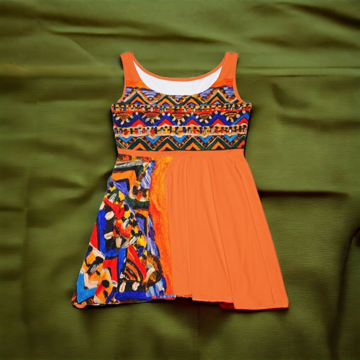 Vibrant Handcrafted Women's Skater Dress - Tribal Textile Design