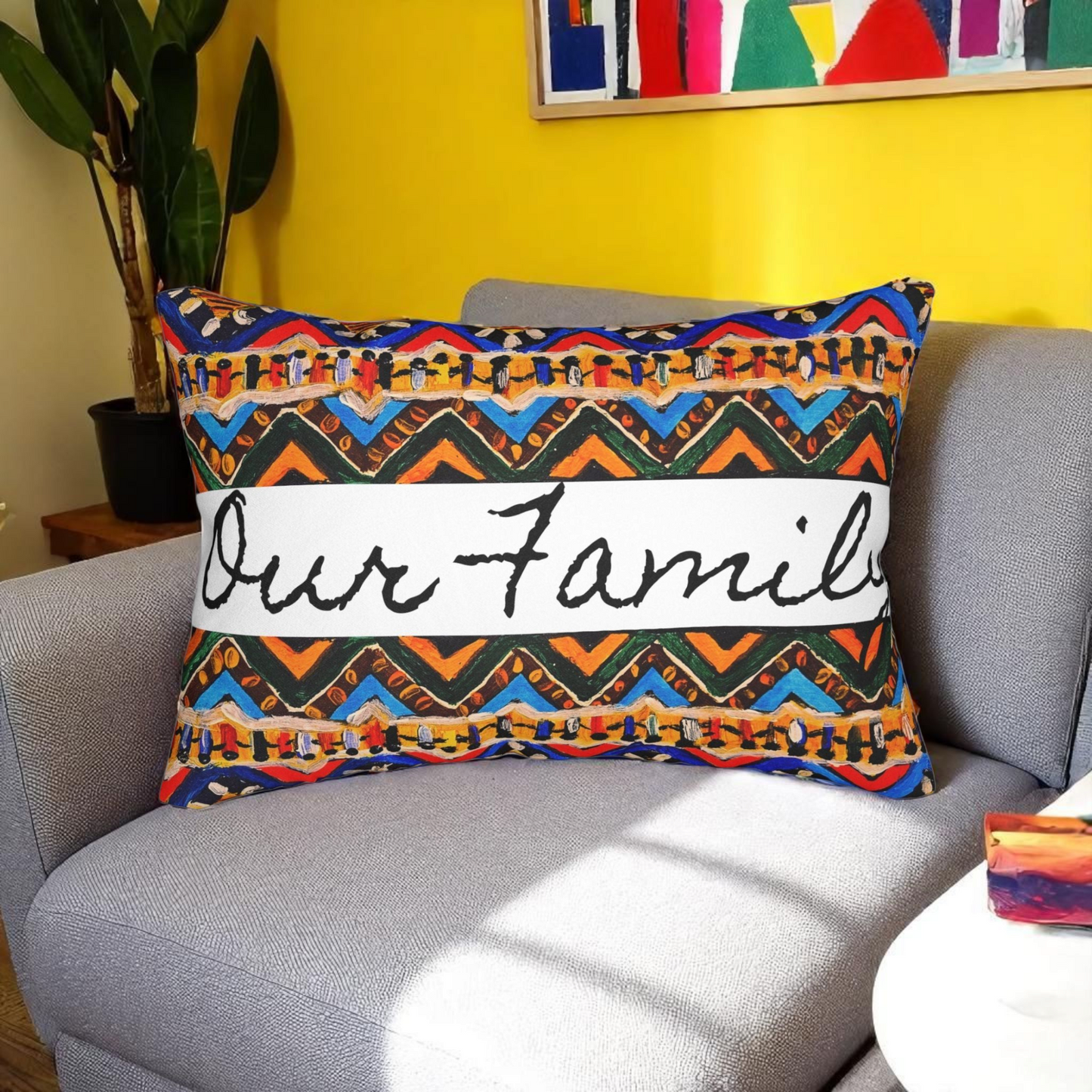 Bohemian Handcrafted Tribal Lumbar Pillow - Artisanal Textured Cushion