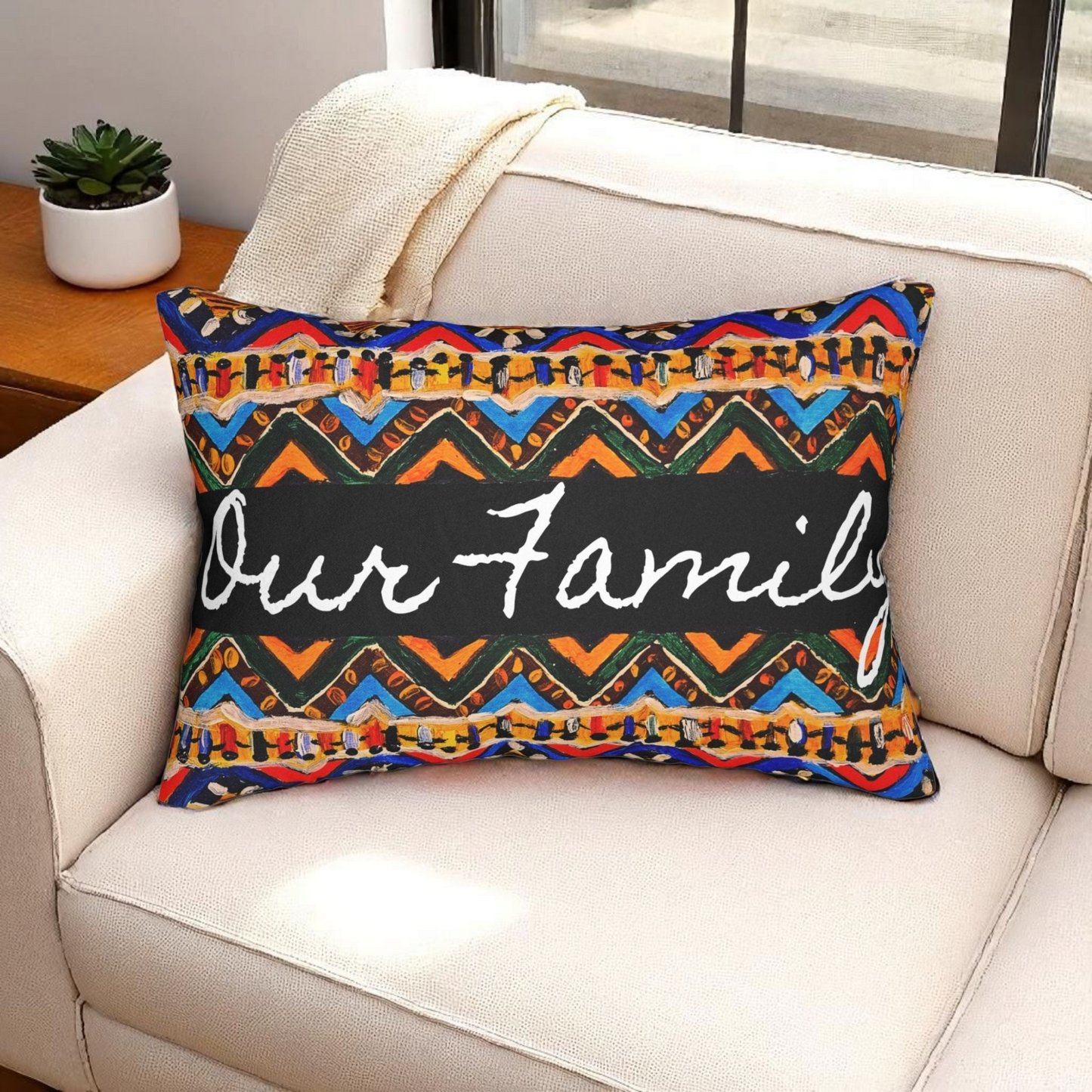 Handcrafted Tribal Patterned Lumbar Pillow - Unique Boho Chic Home Decor