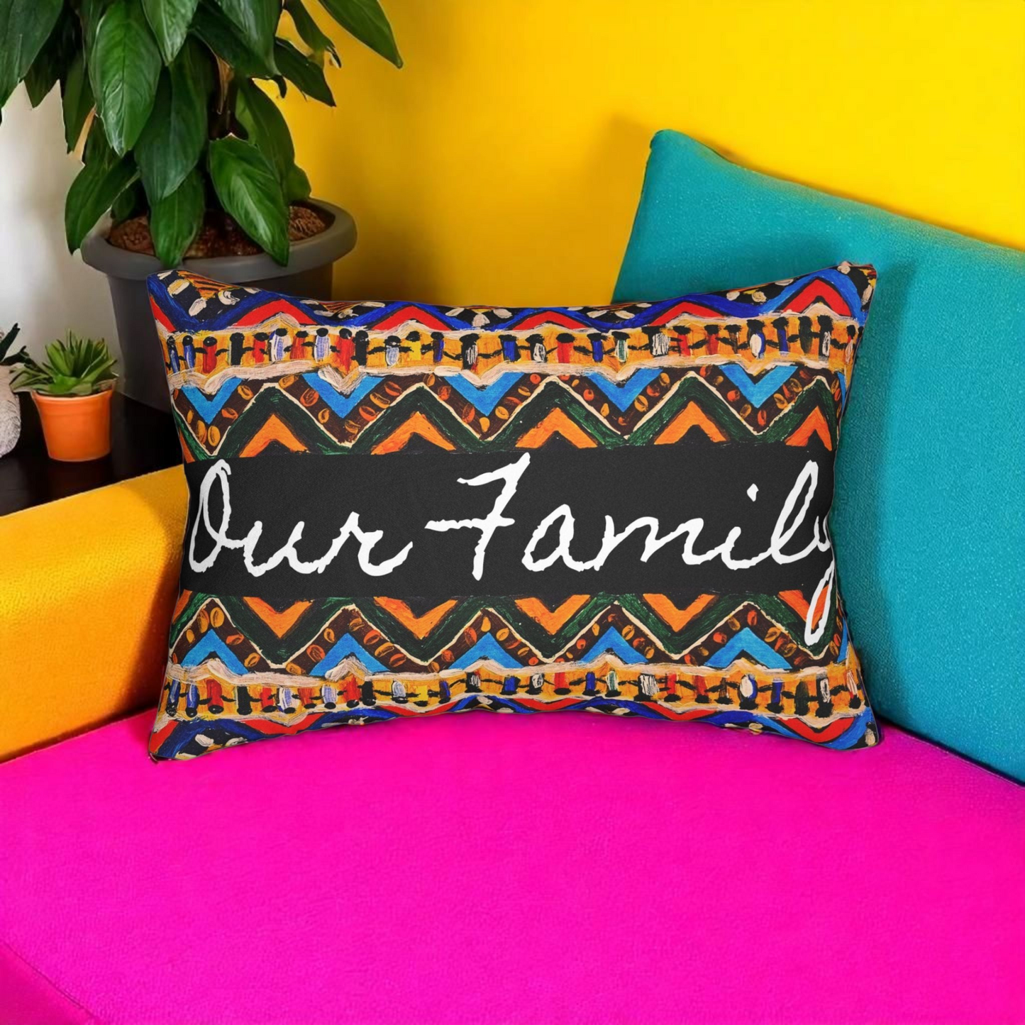 Handcrafted Tribal Patterned Lumbar Pillow - Unique Boho Chic Home Decor