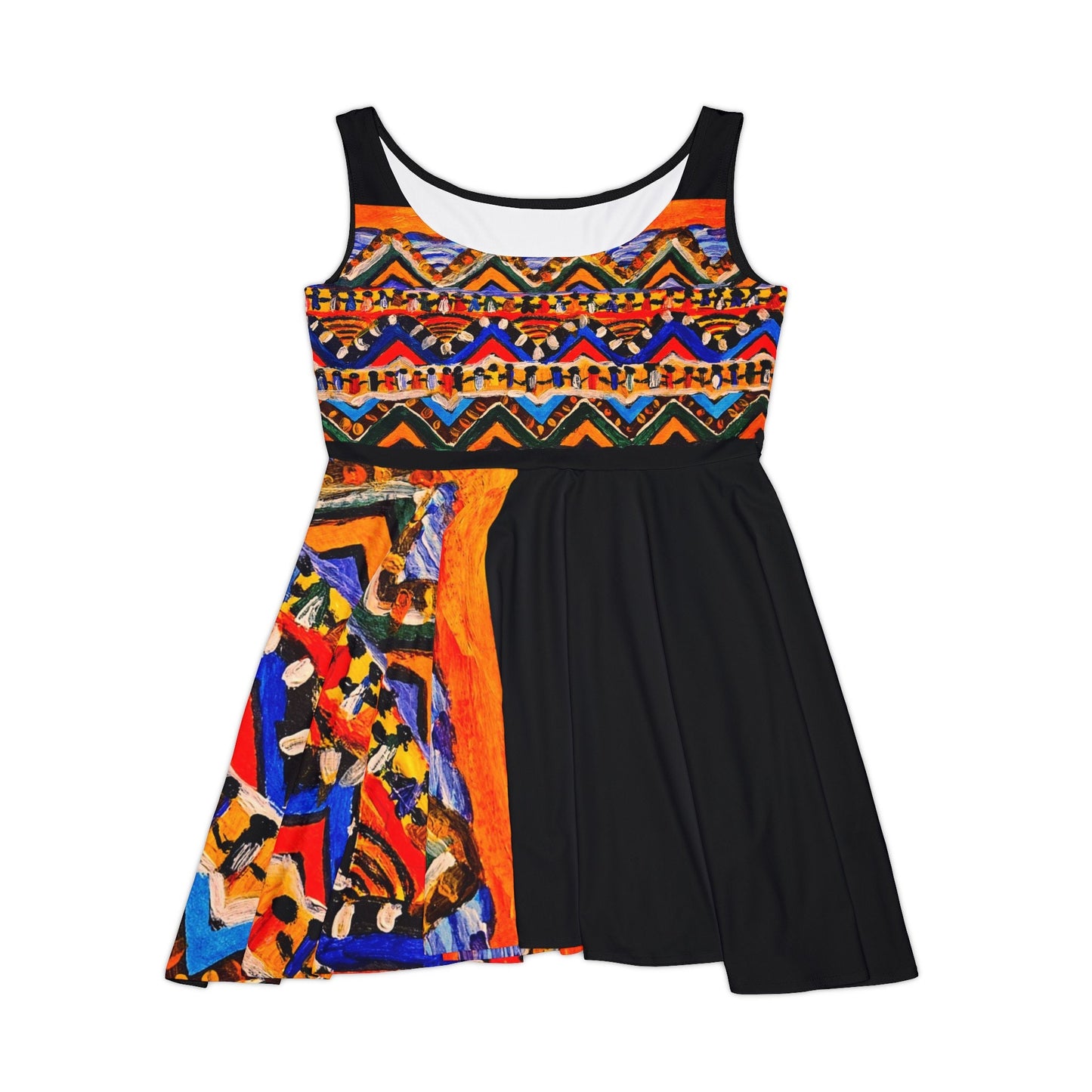 Boho Chic Handcrafted Women's Skater Dress – Tribal-Inspired Textile