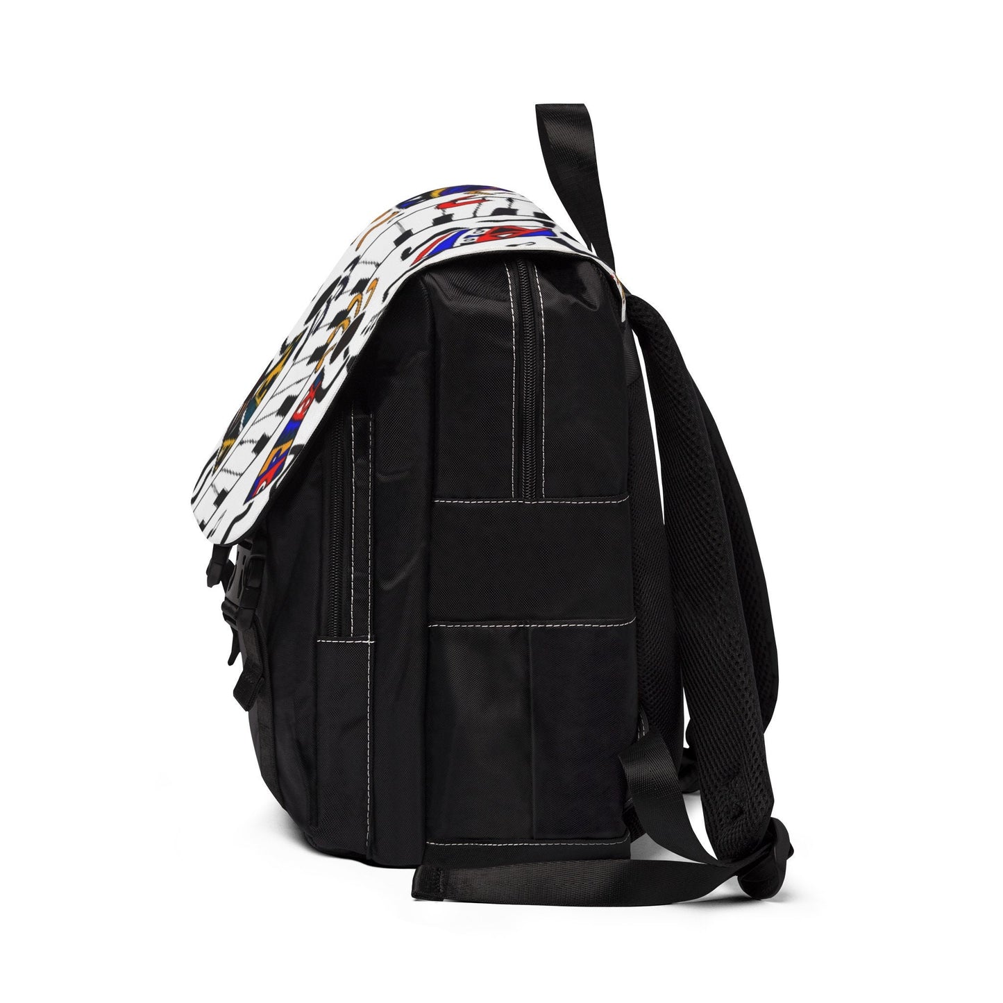 Artistic Music Design Backpack - Handcrafted, Spacious Oxford Canvas Bag