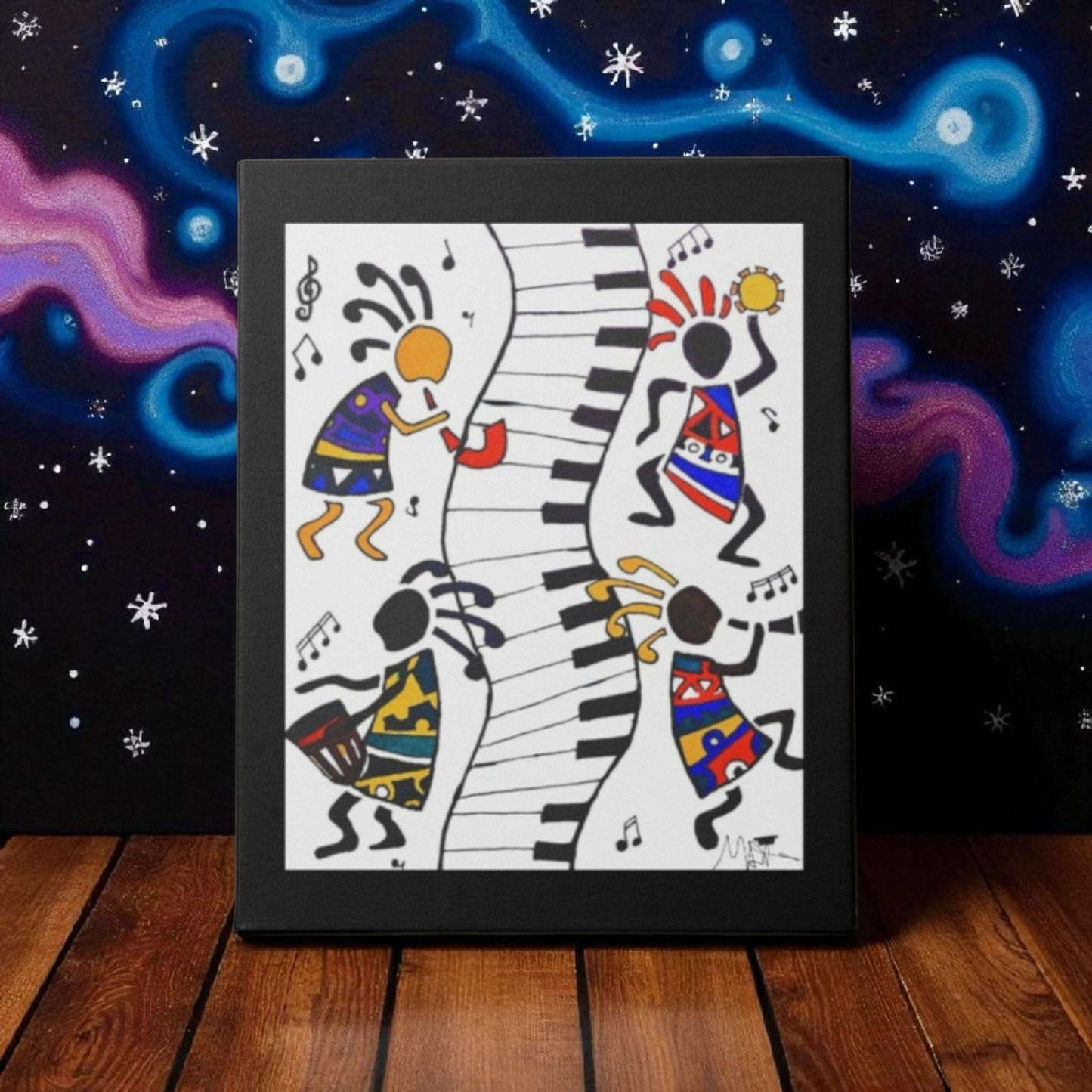 Tribal Music Wall Art, Original Hand Drawn Piece, Cultural Home Decor