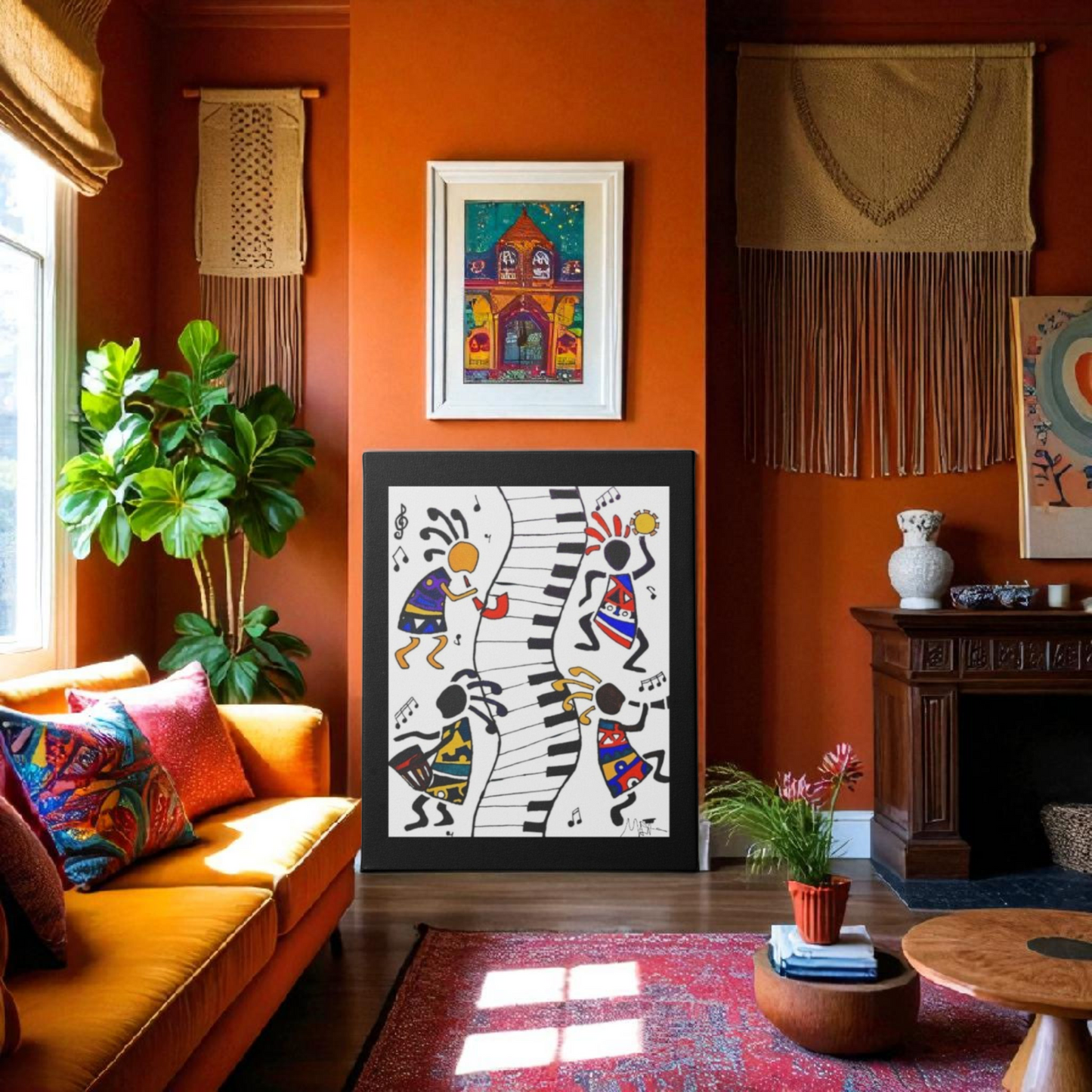 Tribal Music Wall Art, Original Hand Drawn Piece, Cultural Home Decor