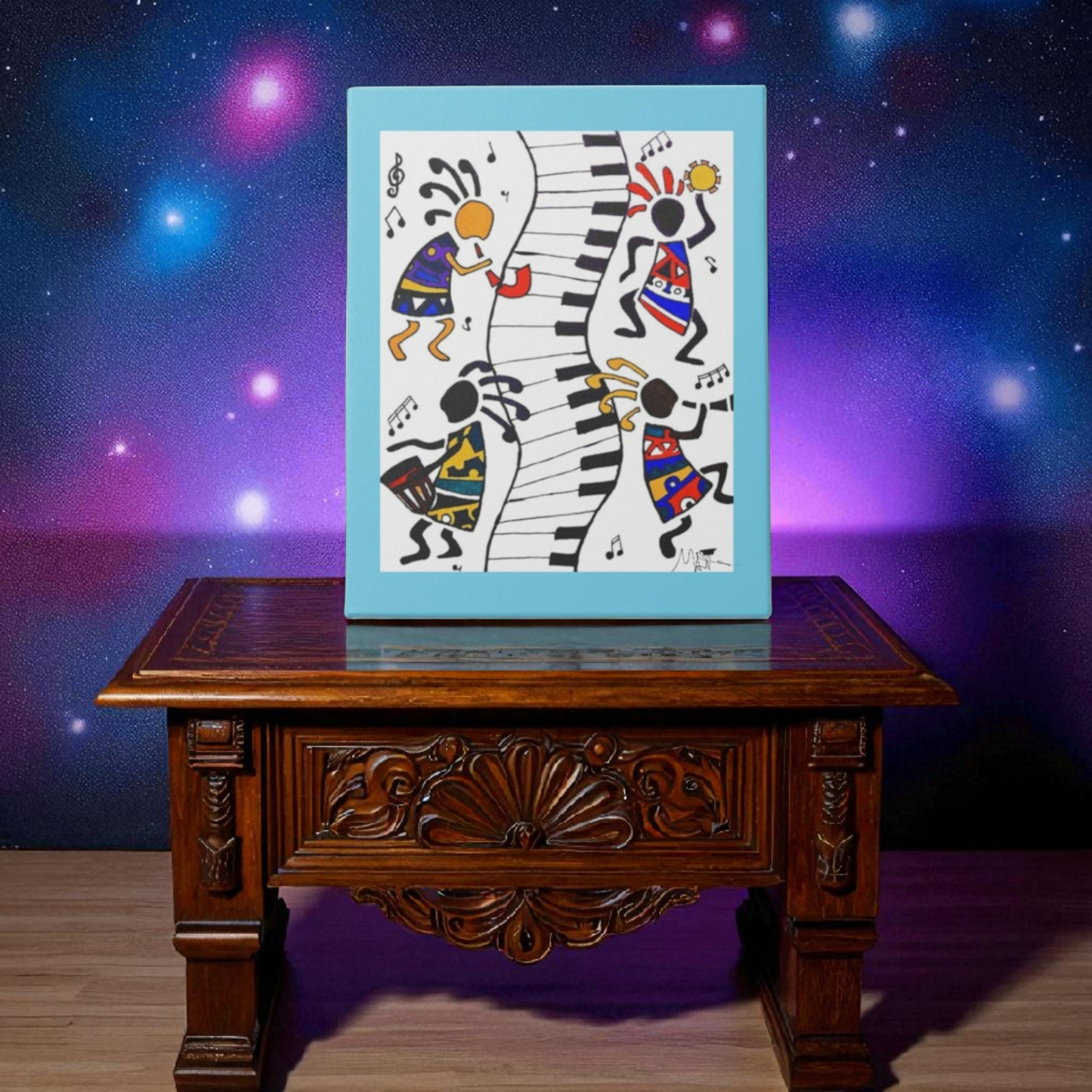 Tribal Music Wall Art, Original Hand Drawn Piece, Cultural Home Decor