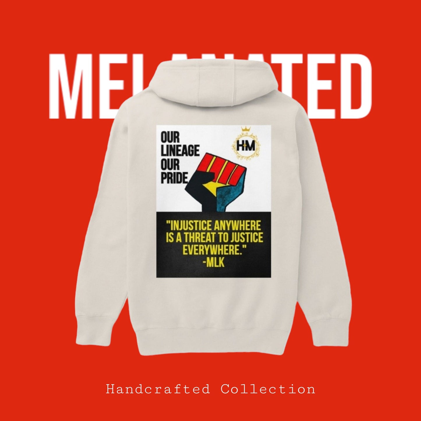MLK Streetwear Unisex Pullover Hoodie, Hand-Drawn Art & Empowering Quotes