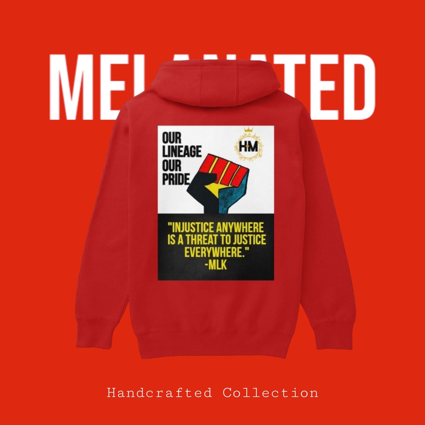 MLK Streetwear Unisex Pullover Hoodie, Hand-Drawn Art & Empowering Quotes