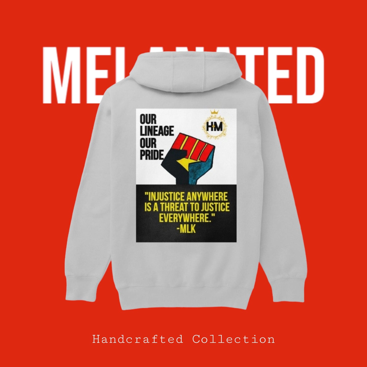MLK Streetwear Unisex Pullover Hoodie, Hand-Drawn Art & Empowering Quotes