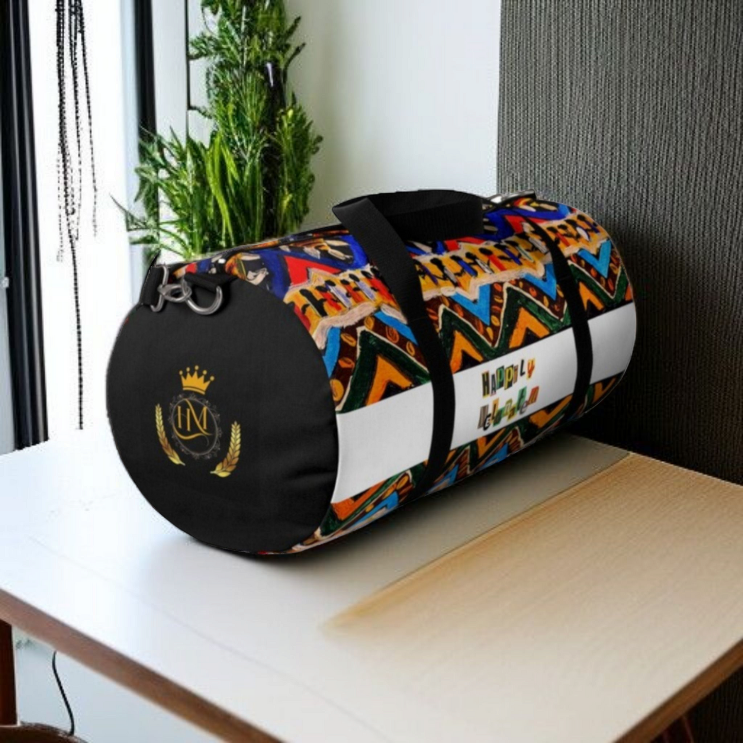 Artisan Tribal Textile Duffel Bag - Sturdy Oxford Canvas, Adjustable Strap