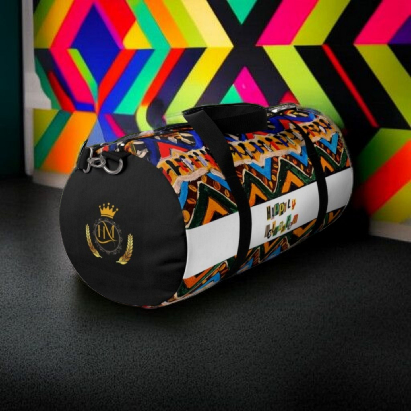 Artisan Tribal Textile Duffel Bag - Sturdy Oxford Canvas, Adjustable Strap