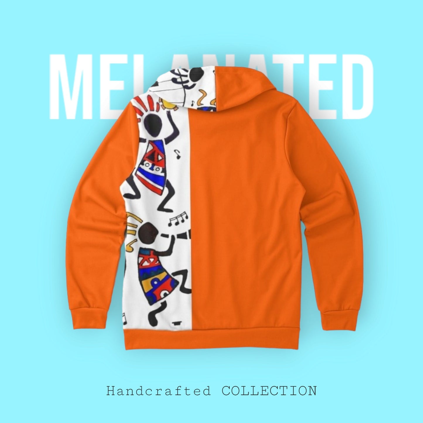 Hand-Drawn Afro Music Motifs Allover Hoodie, Unisex Streetwear for All