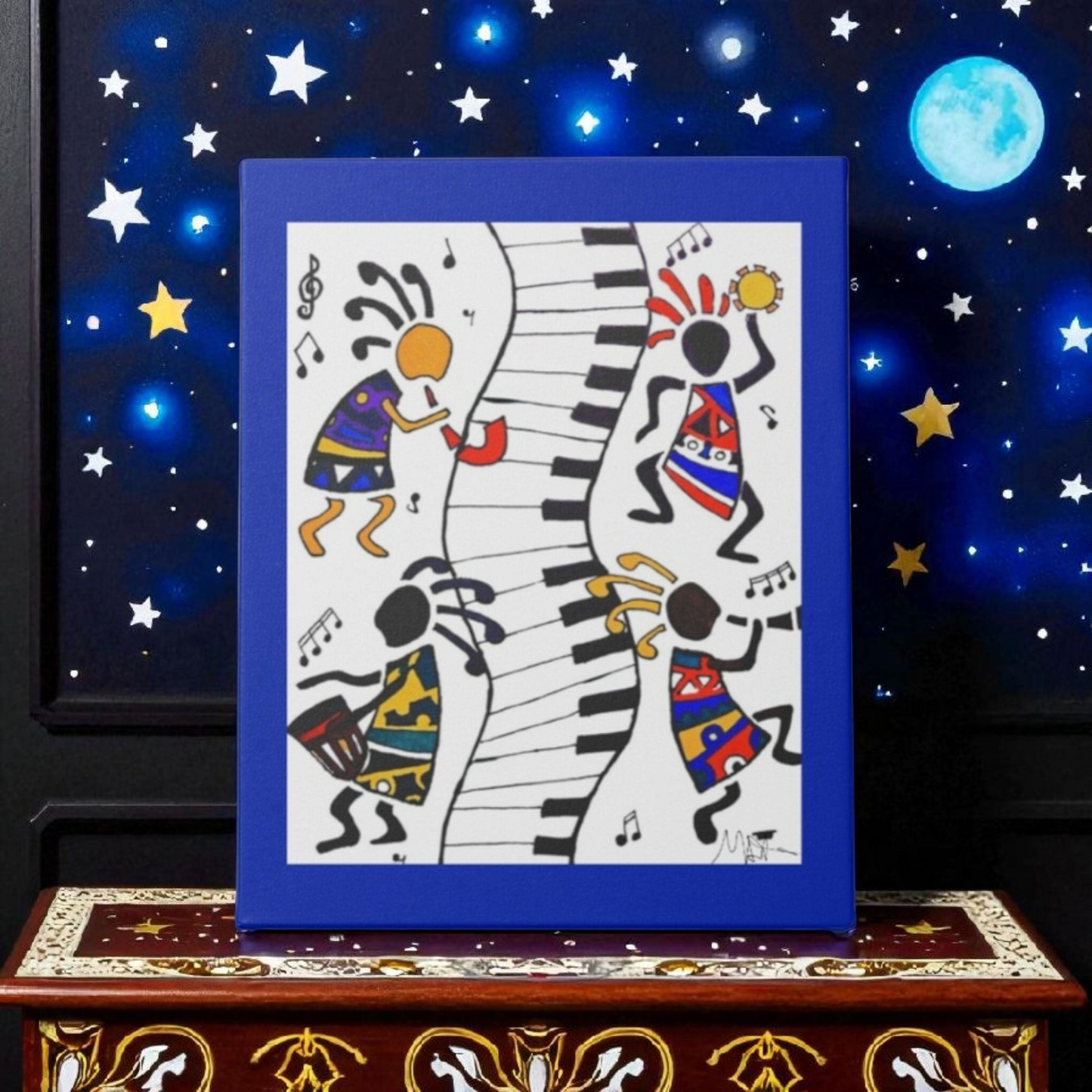 Tribal Music Wall Art, Original Hand Drawn Piece, Cultural Home Decor