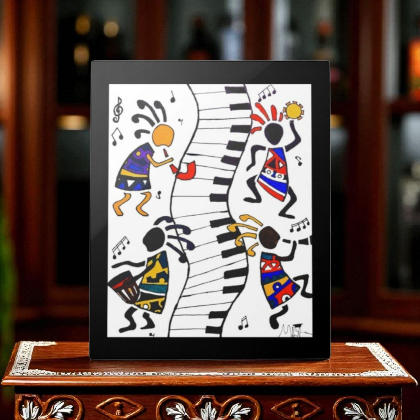 Tribal Music Wall Art, Original Hand Drawn Piece, Cultural Home Decor