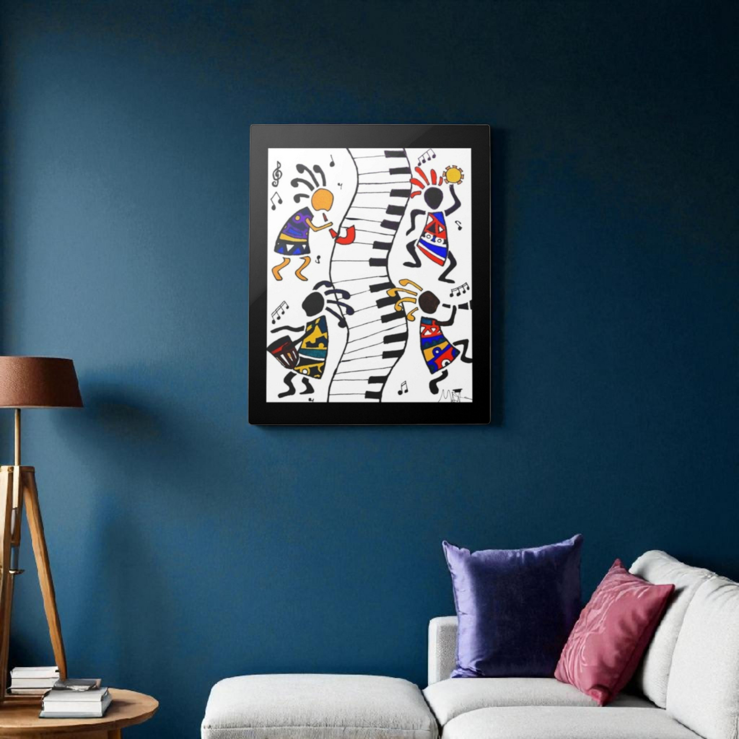Tribal Music Wall Art, Original Hand Drawn Piece, Cultural Home Decor
