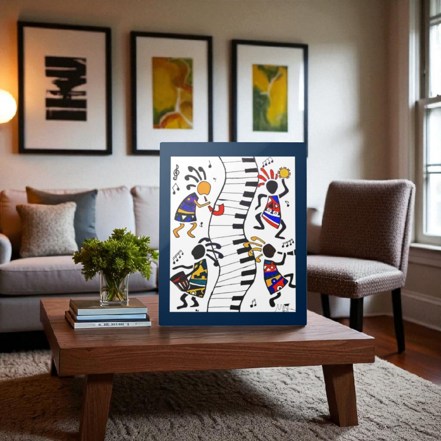 Tribal Music Wall Art, Original Hand Drawn Piece, Cultural Home Decor