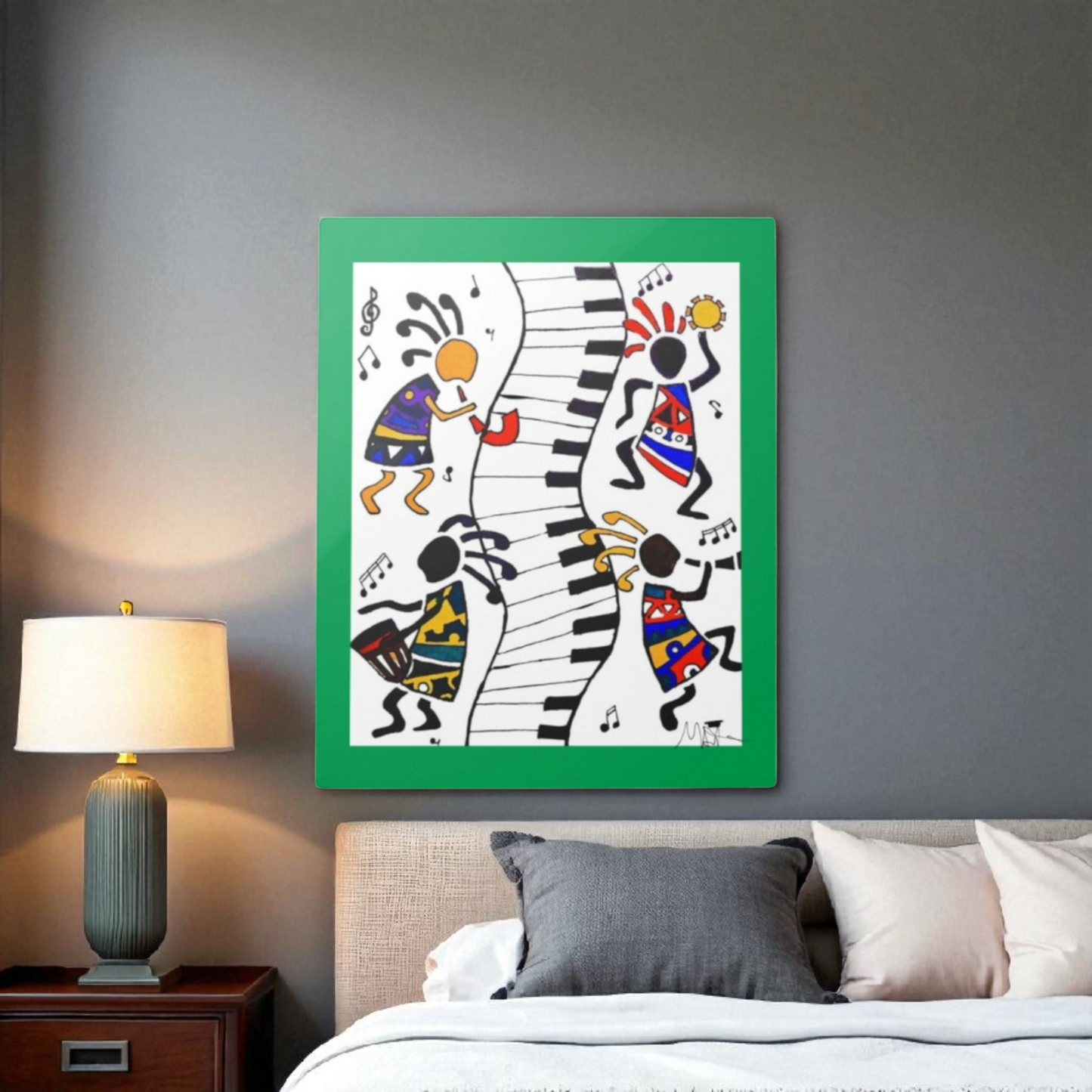 Tribal Music Wall Art, Original Hand Drawn Piece, Cultural Home Decor