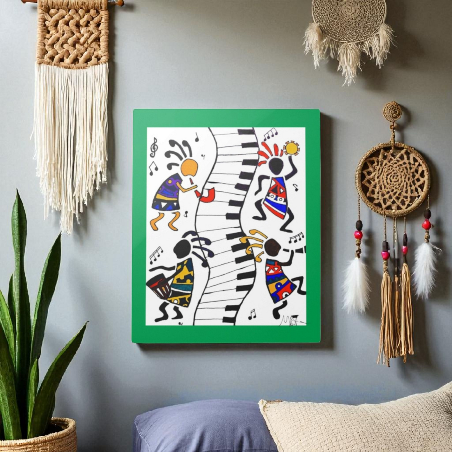 Tribal Music Wall Art, Original Hand Drawn Piece, Cultural Home Decor