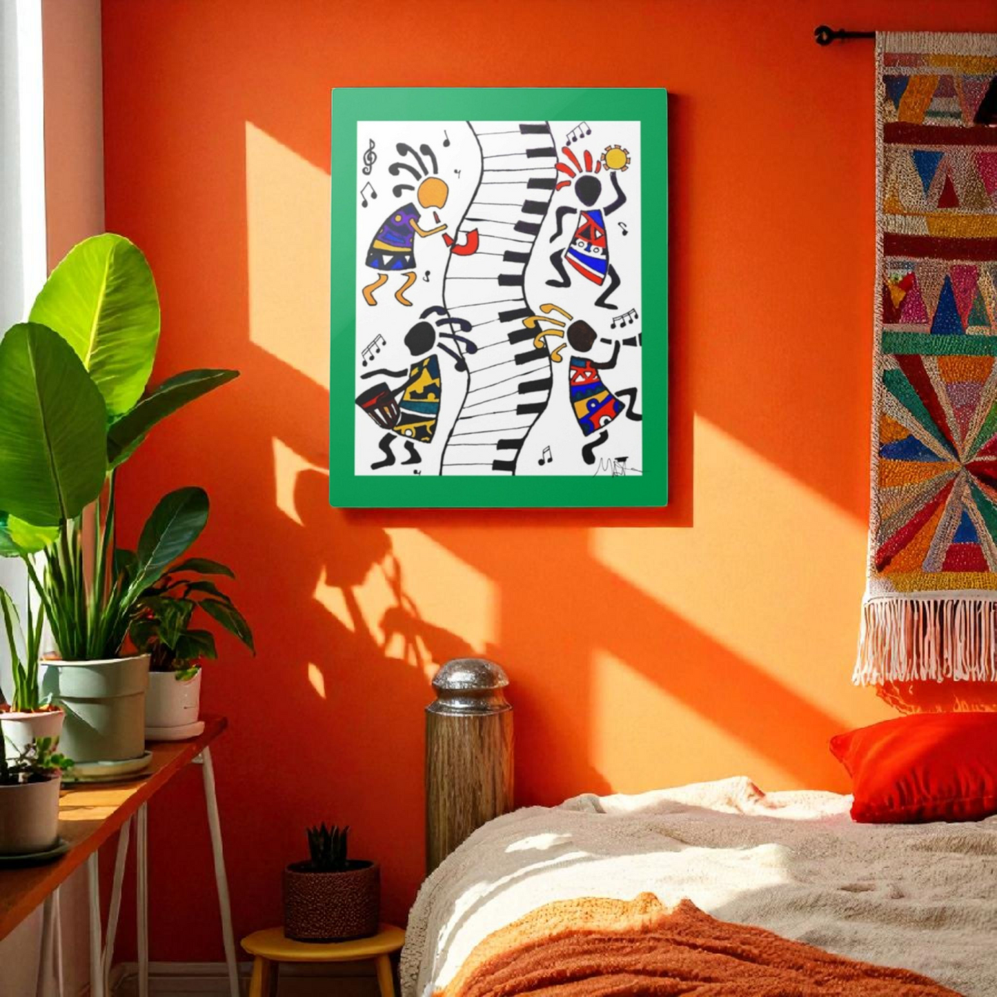 Tribal Music Wall Art, Original Hand Drawn Piece, Cultural Home Decor