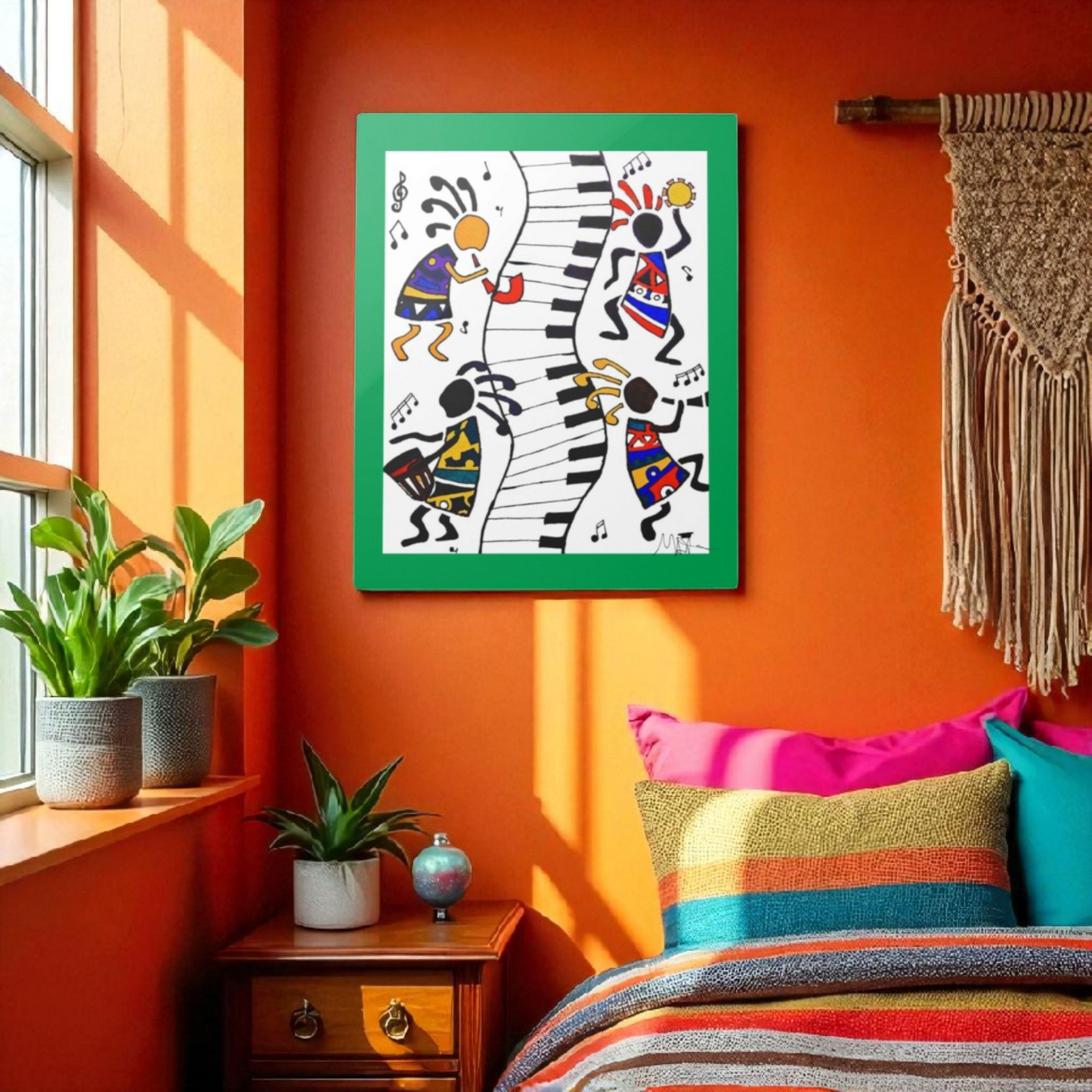Tribal Music Wall Art, Original Hand Drawn Piece, Cultural Home Decor