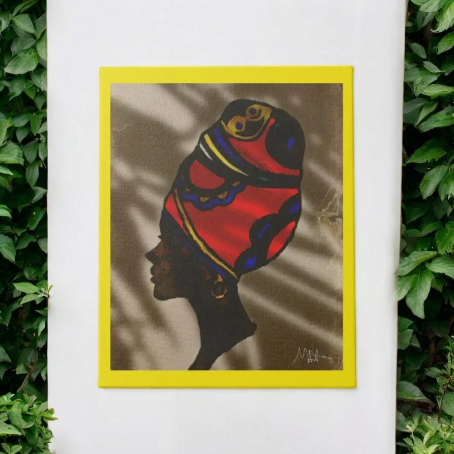 Original Artisan Black Woman Portrait, Elegant Afrocentric Painting, Office Decor