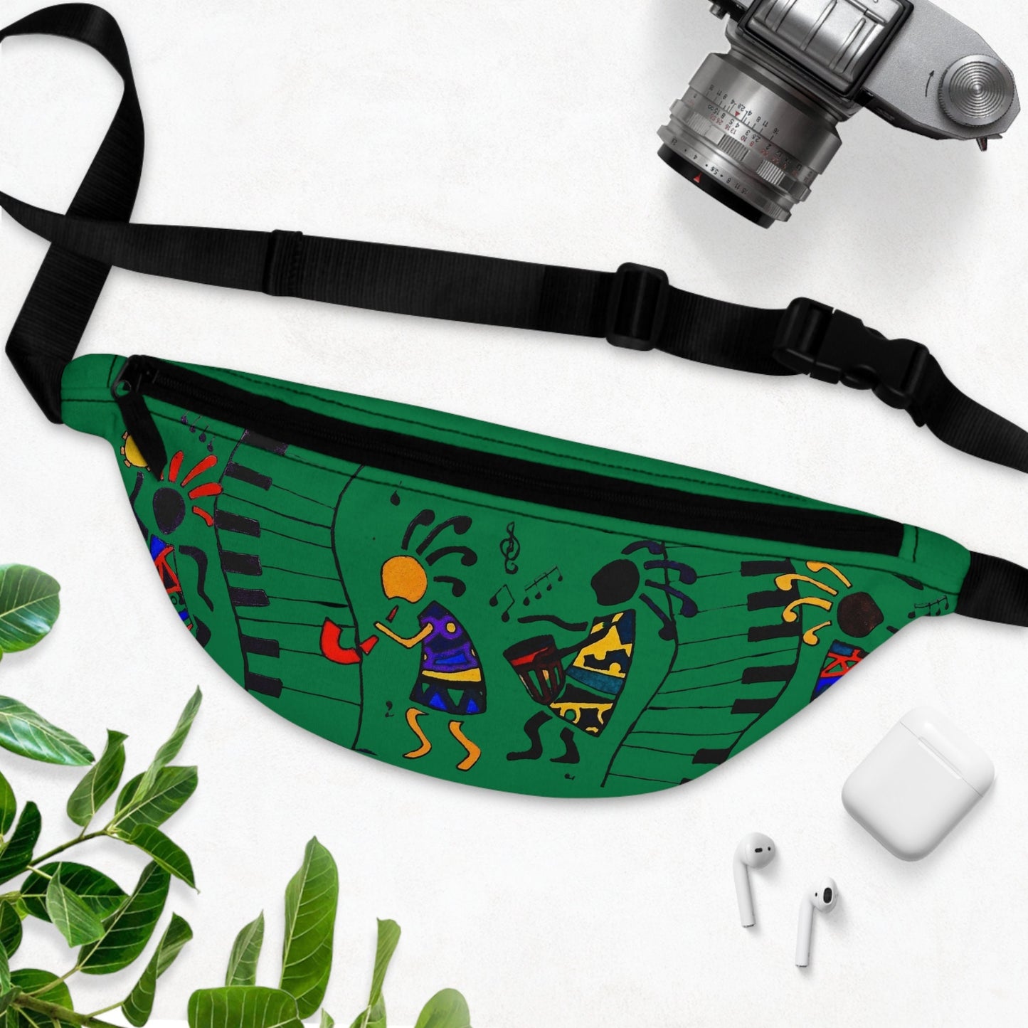 Music Themed Artistic Fanny Pack, Handcrafted, Casual Day-to-Day Use