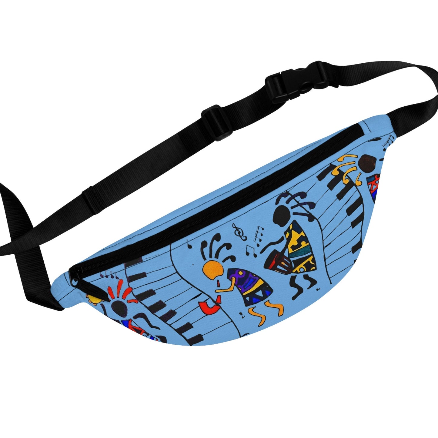 Music-Themed Artistic Fanny Pack Lightweight Adjustable Belt Durable Back Zipper ,Pockets , Great for Music Fans