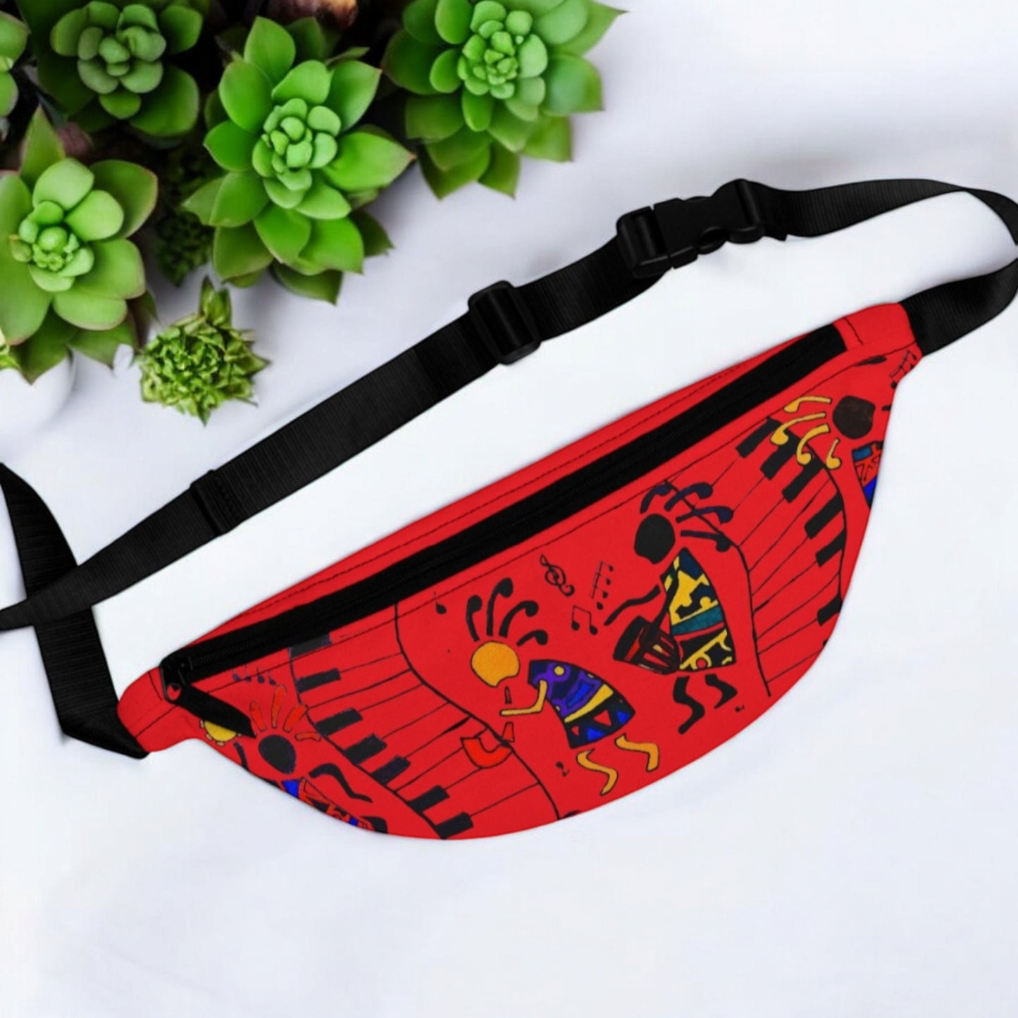 Music Themed Artistic Fanny Pack, Handcrafted, Casual Day-to-Day Use, Great Music Fan Gift