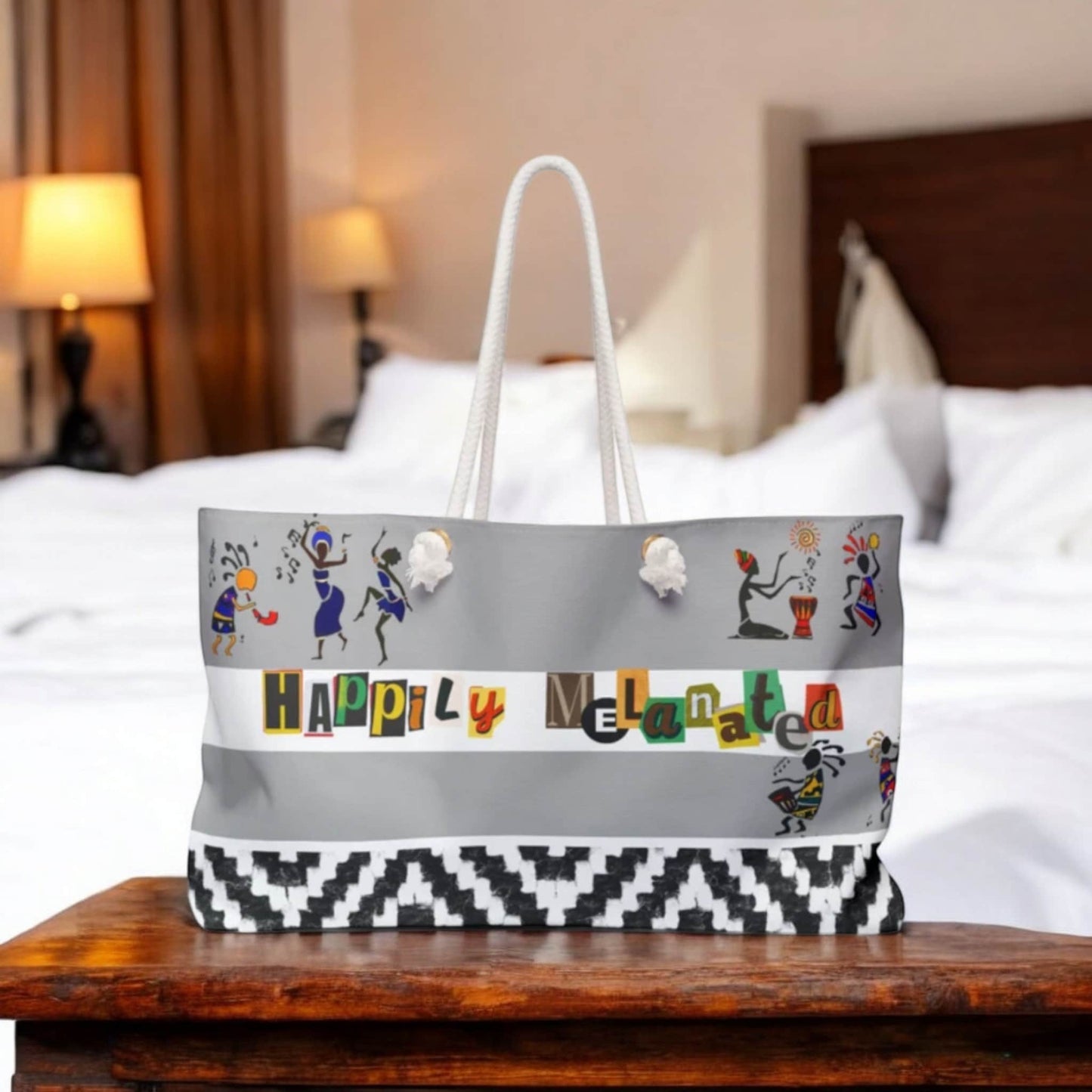 Ethnic Music Art Weekender Bag - Oversized, Durable Tote with Rope Handles for Beach