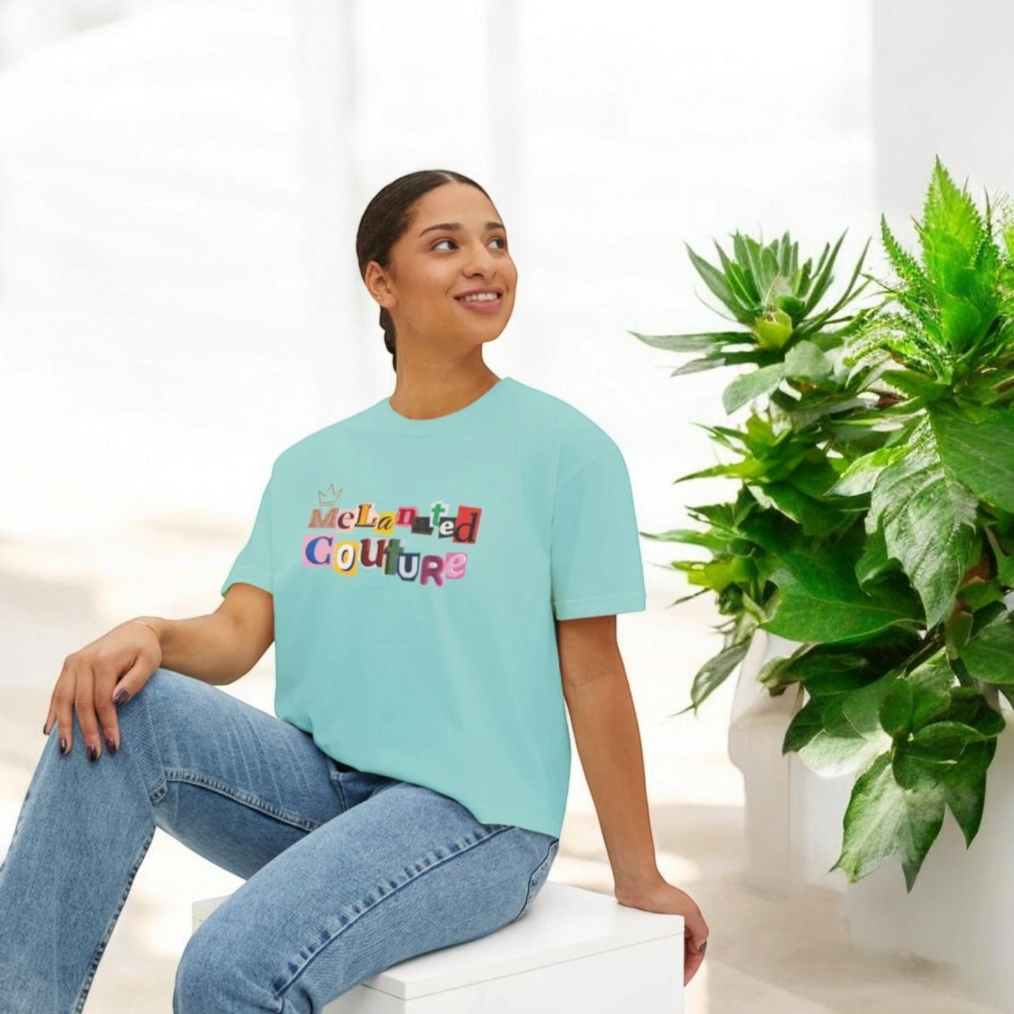 Womens Oversized Boxy Comfort Tee Ethically Sourced Cotton with Vibrant Eco-Friendly